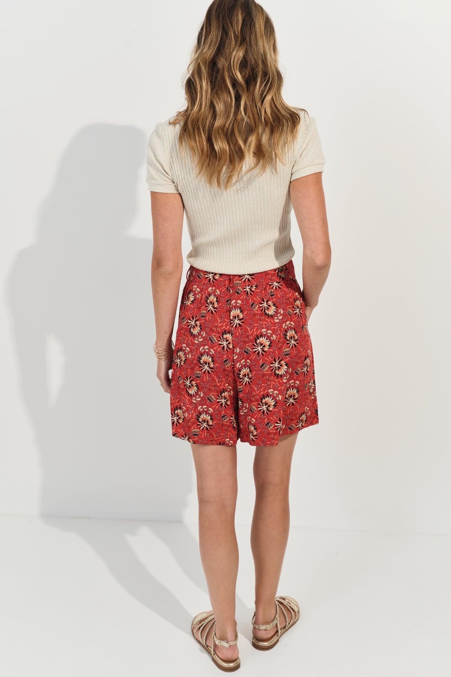 PILAR - ORANGE SUMMER FLORAL PRINT SHORTS 2
