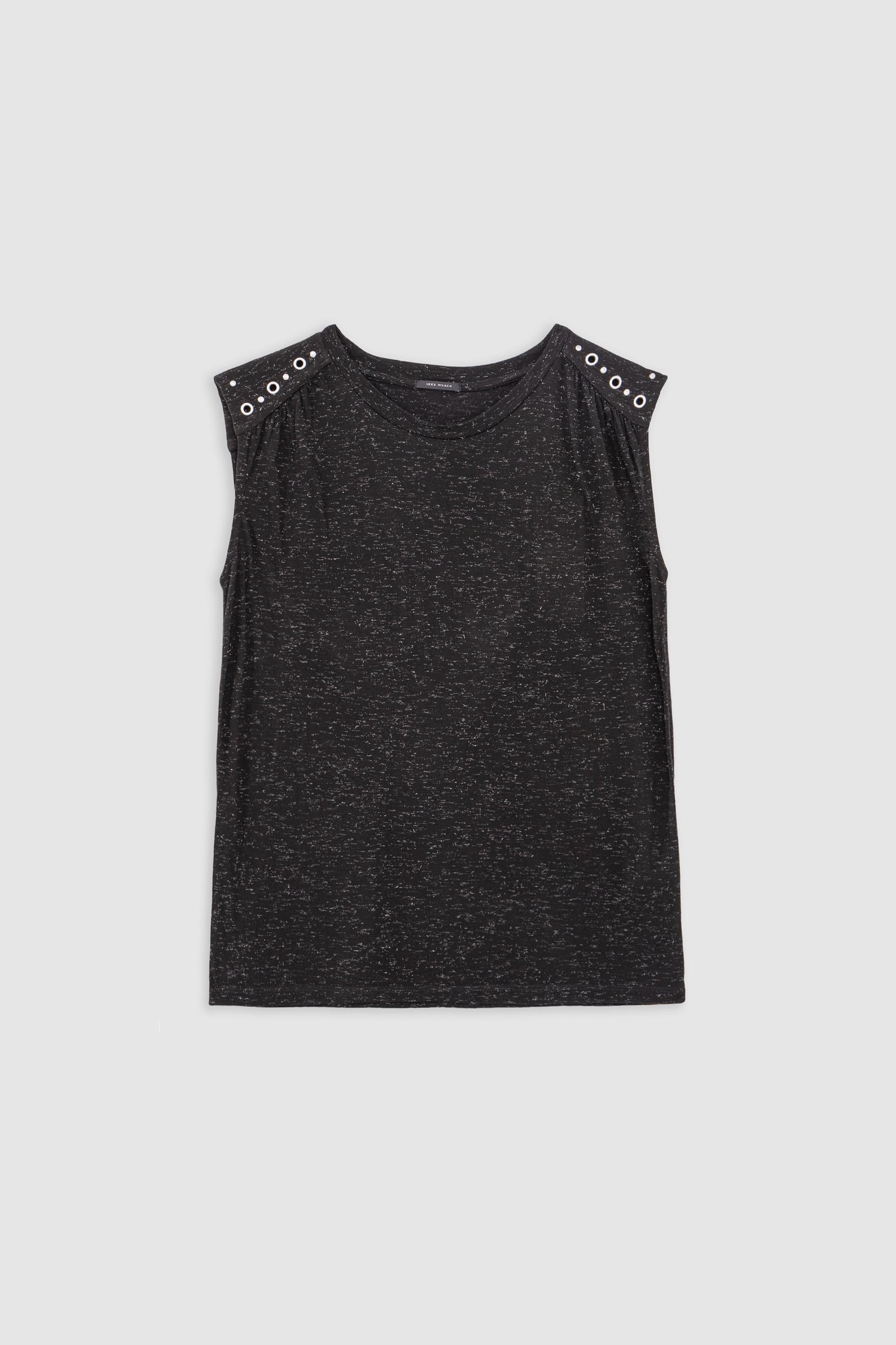 BLACK SILVER LUREX TEE-SHIRT WITH EYELET AND STUD 5