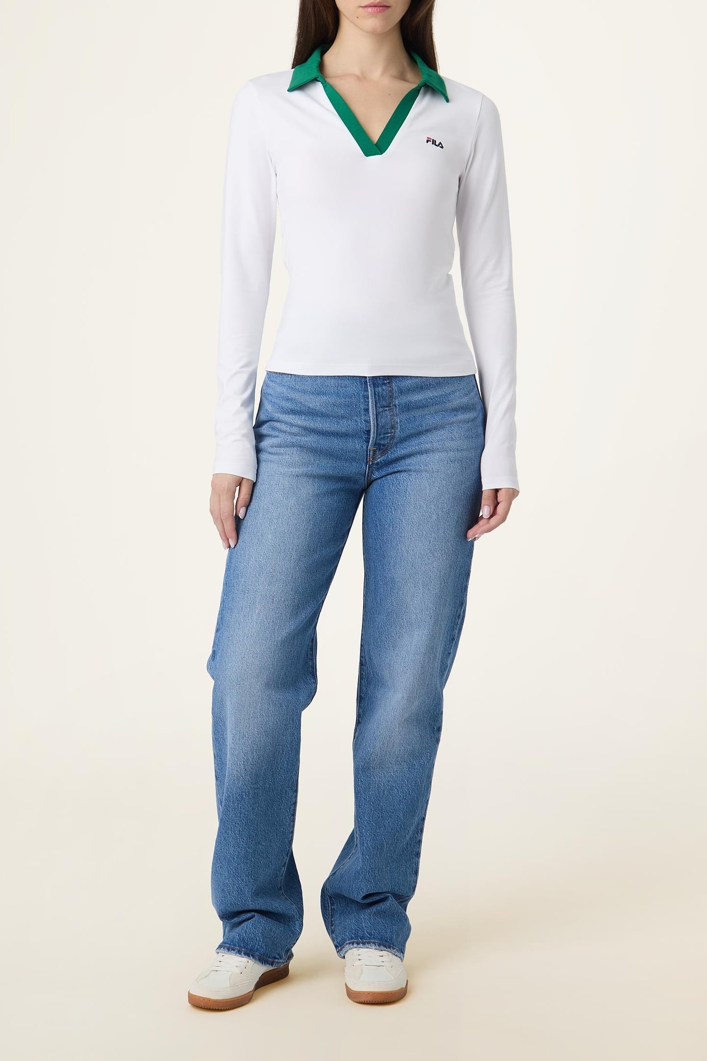 CERRIONE SLIM JOHNNY COLLAR TOP BRIGHT WHITE 2