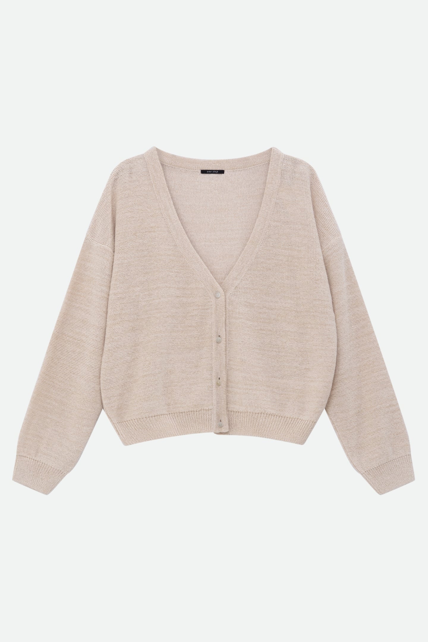 TINA - BEIGE KNIT LUREX CARDIGAN WITH V-NECK 6