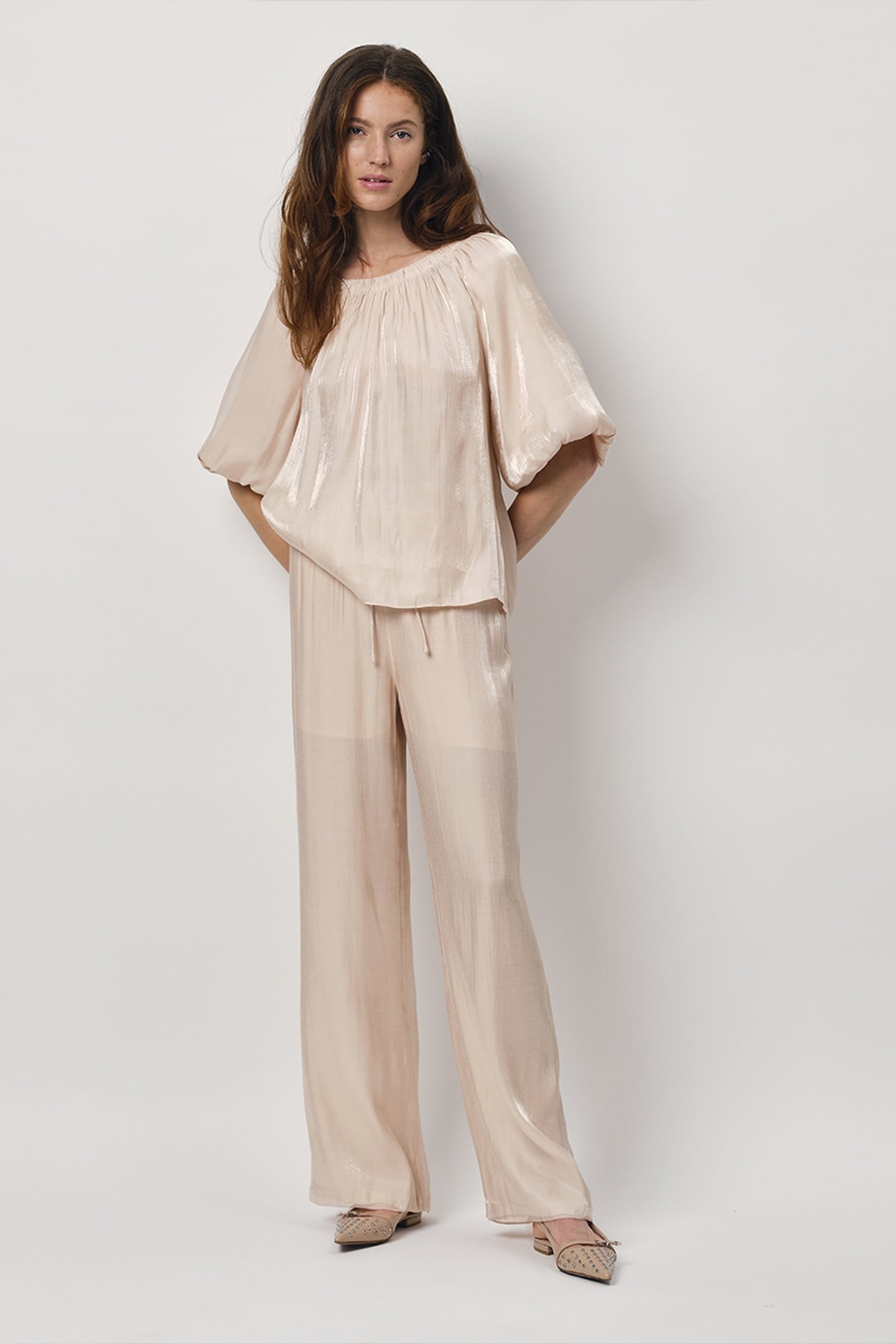 SIMO SHIMMER BACK DETAIL TOP PEACH FUZZ 1