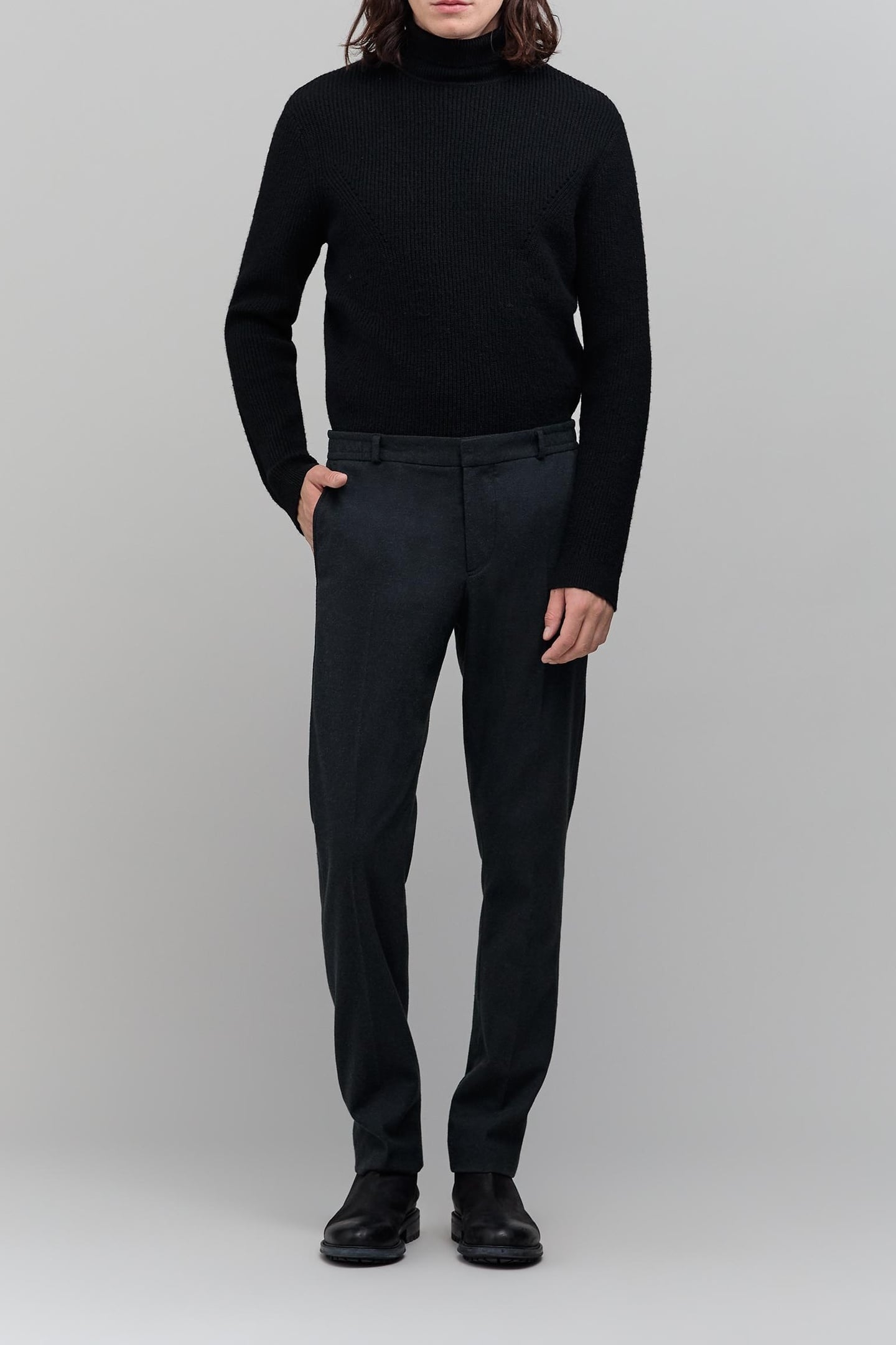 ANTHRACITE PANTS WITH ELASTIC WAISTBAND FOR MEN 3