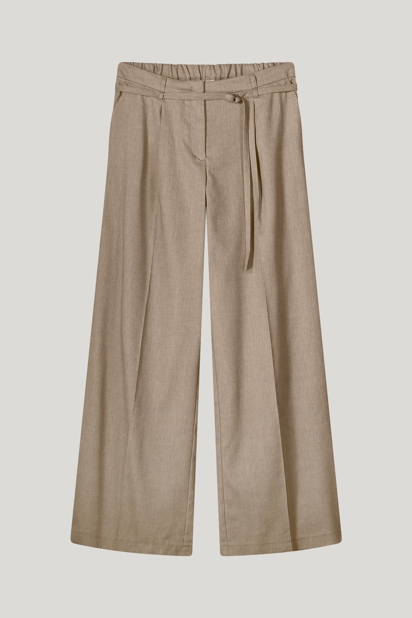 TROUSERS WIDE LINEN BLEND TWILL KHAKI 4