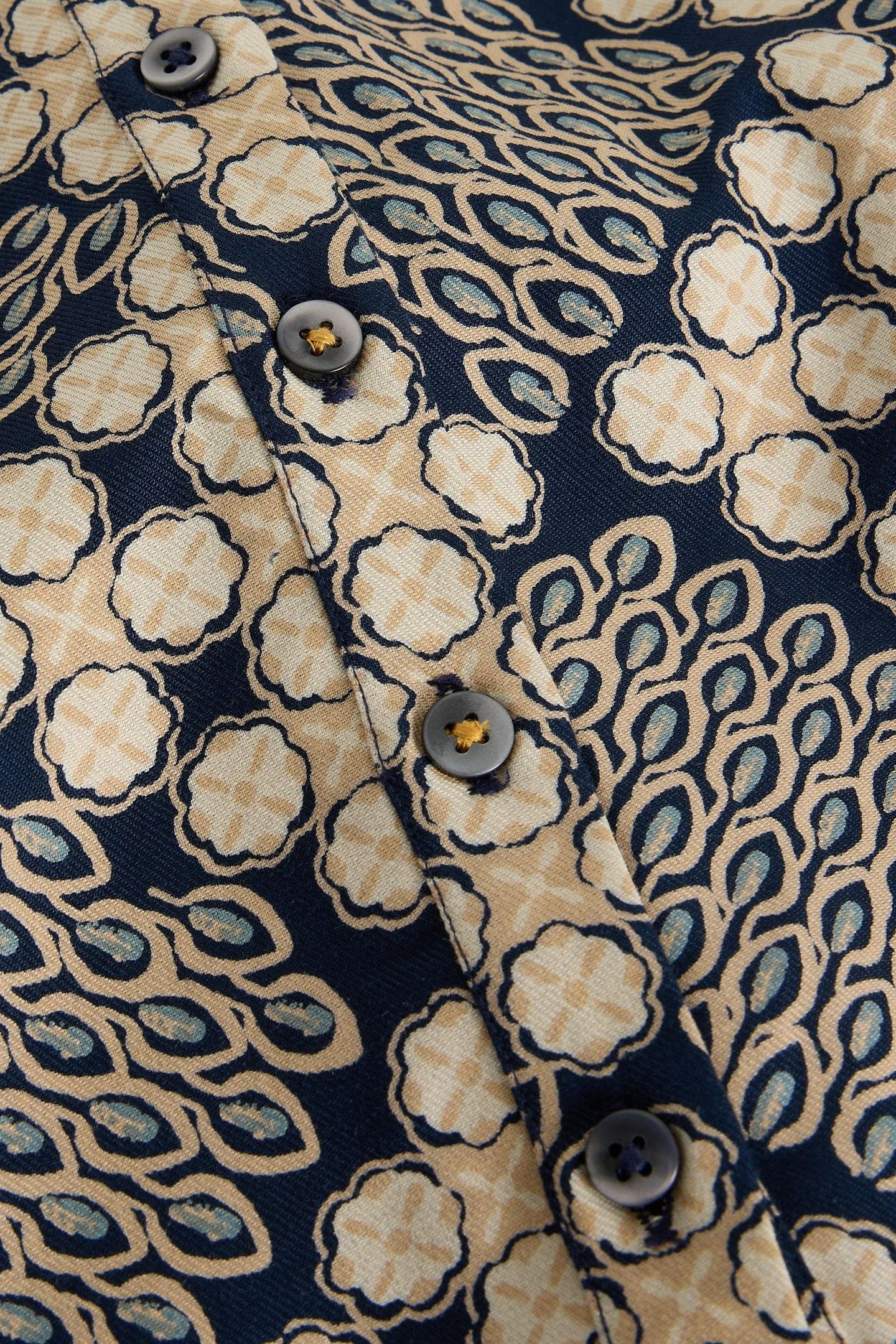 HATTIE SHIRRED DRESS NAVY PRINT 5