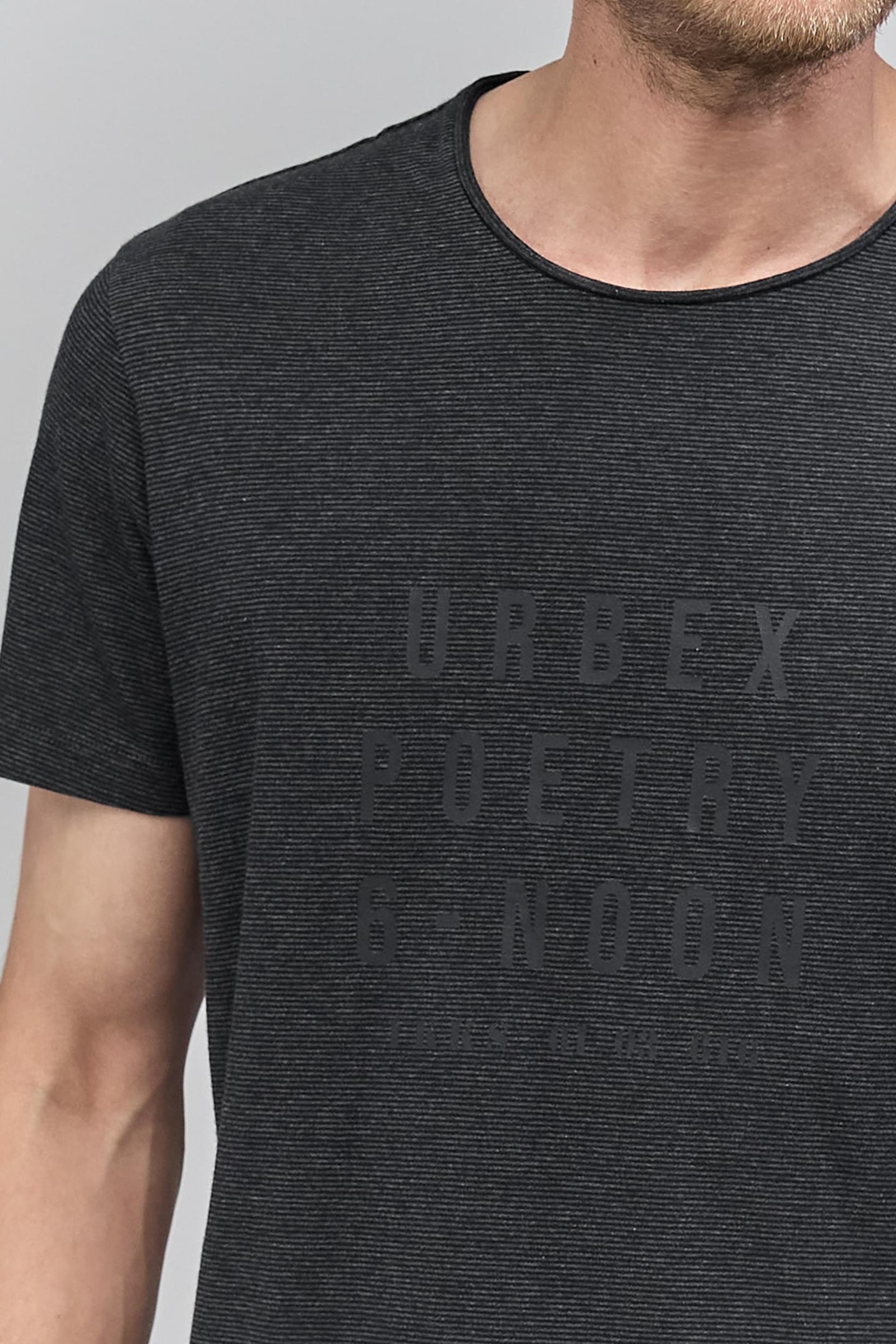 STRIPED ANTHRACITE T-SHIRT WITH MESSAGE 4