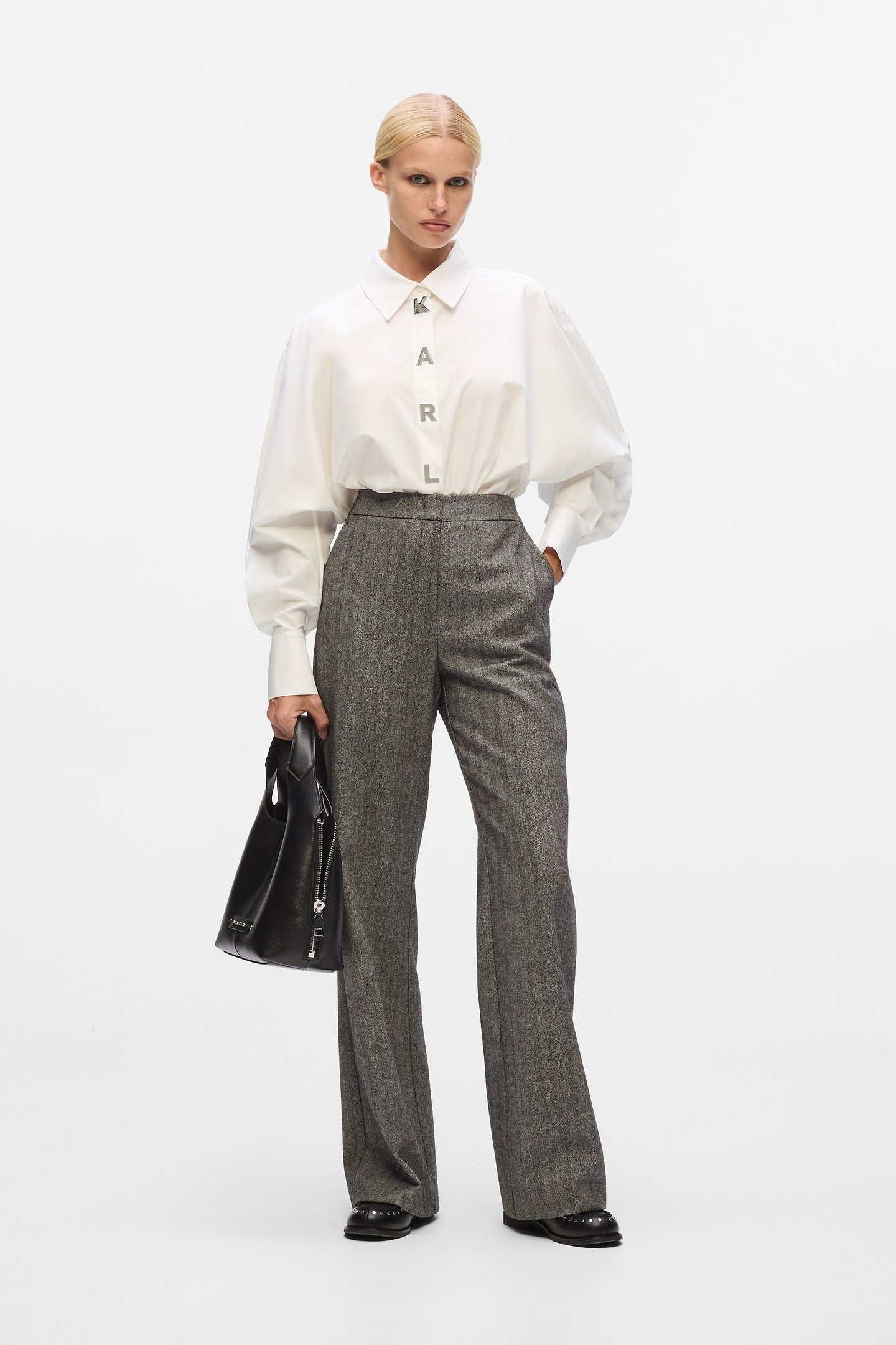 WHITE KARL SNAP FASHION POPLIN SHIRT 2