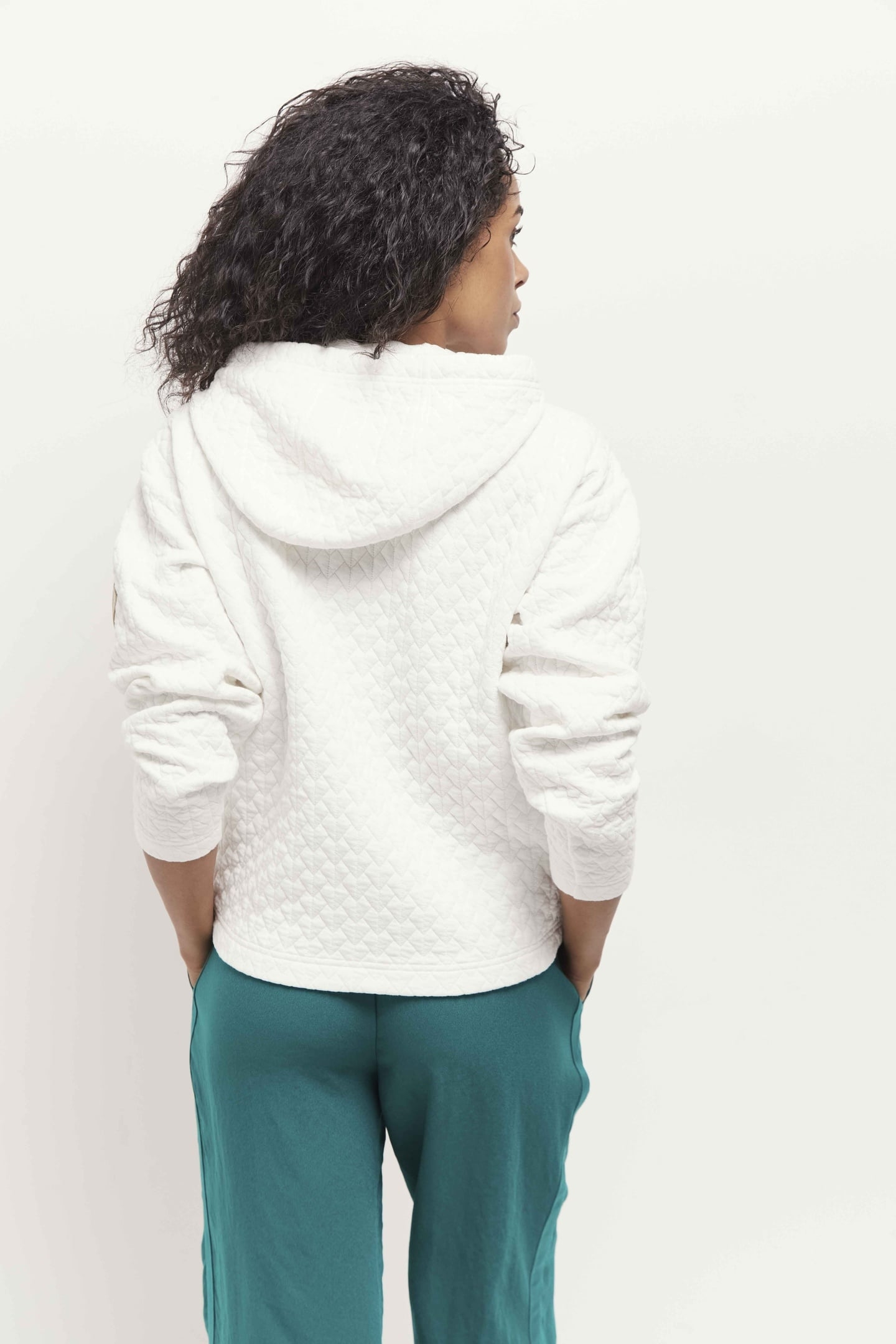 MARGIT - ECRU FANCY KNIT ZIPPED CARDIGAN 7