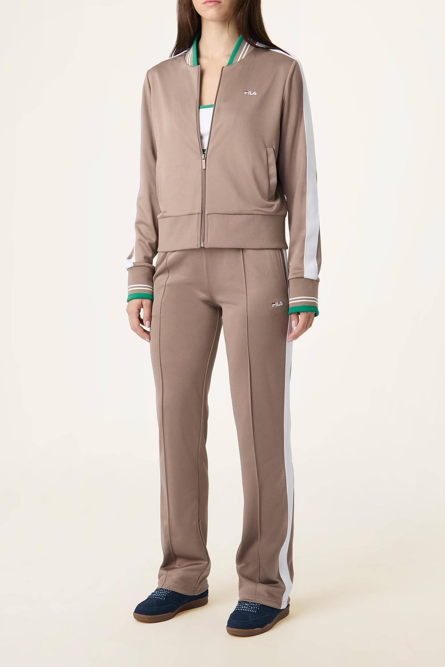 SAGANO CROPPED TAPED TRACK JACKET TAUPE GRAY 1