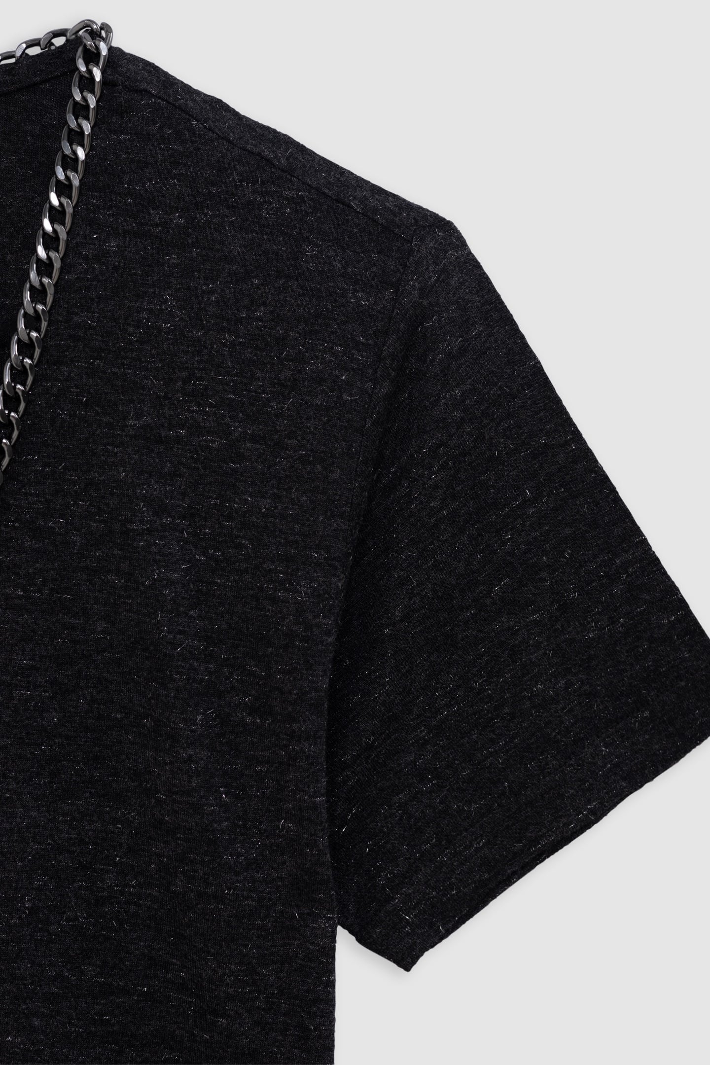 GREY SEQUINED V-NECK JEWEL T-SHIRT 4