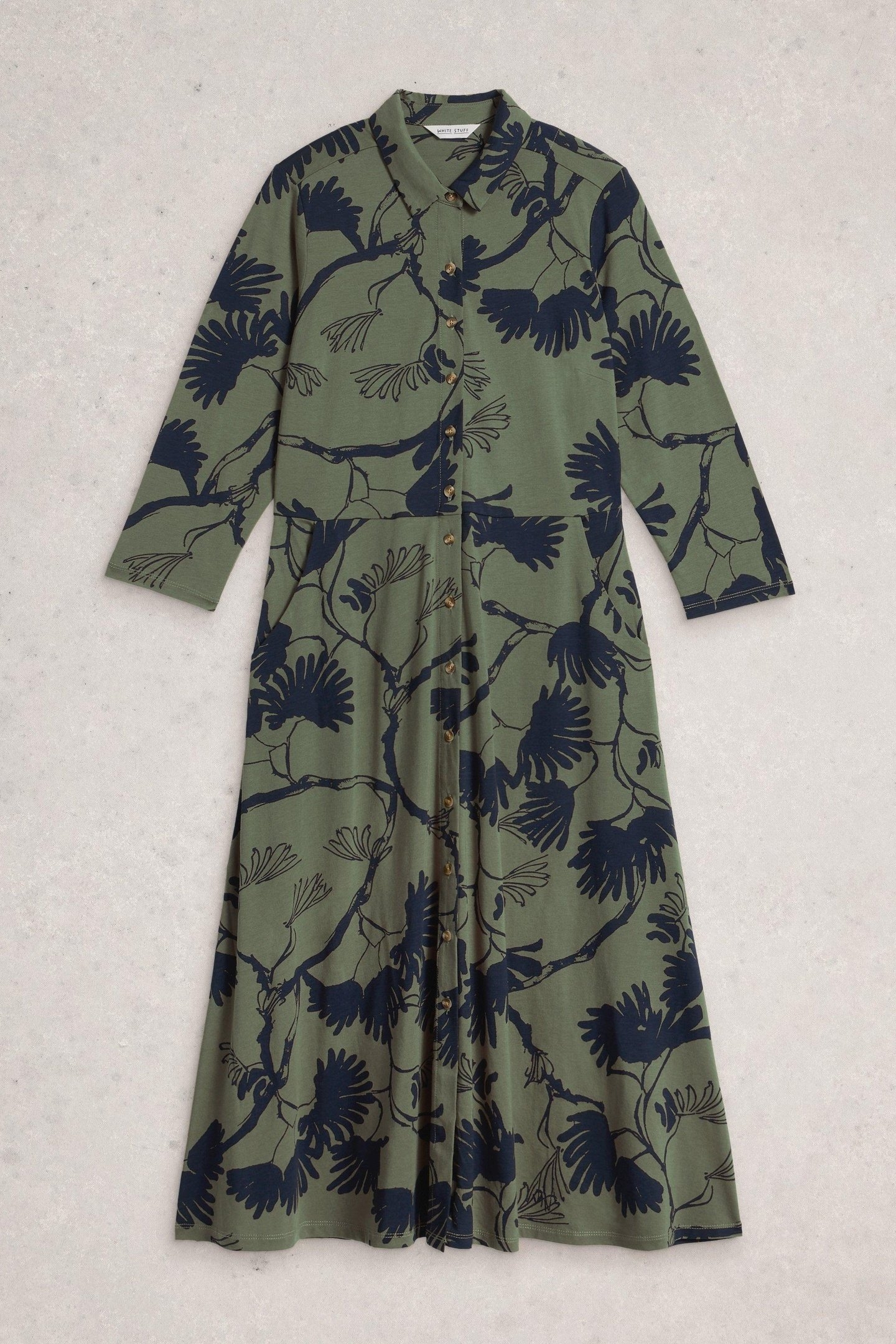 RUA JERSEY SHIRT DRESS GREEN MULTI 2