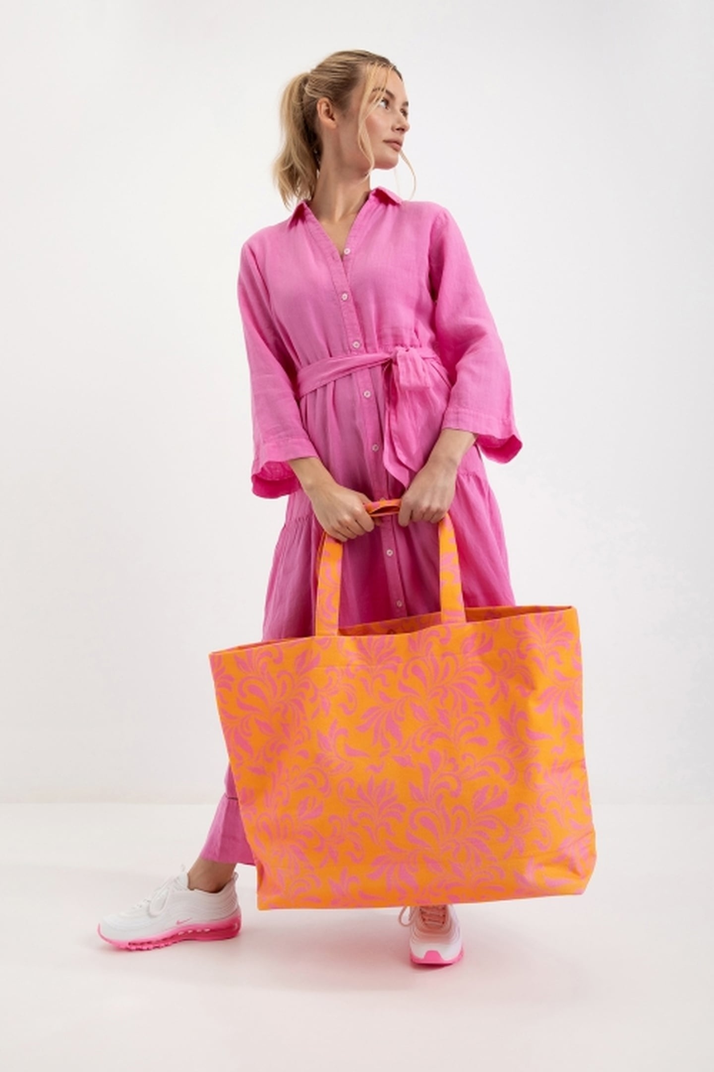 BEACH BAG LIGHT ORANGE PRINT 1