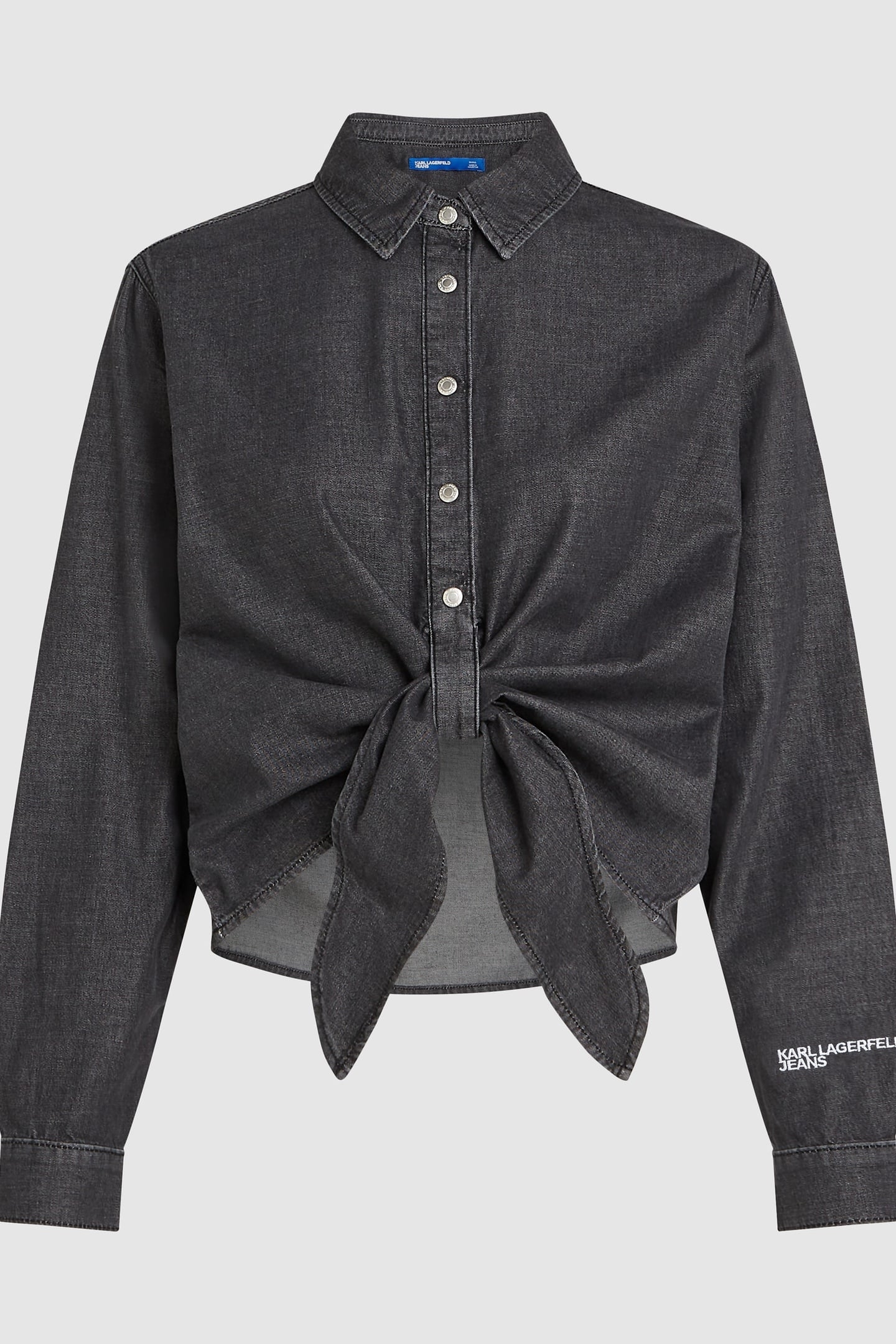 WASHED BLACK KLJ DENIM WRAP BLOUSE 5