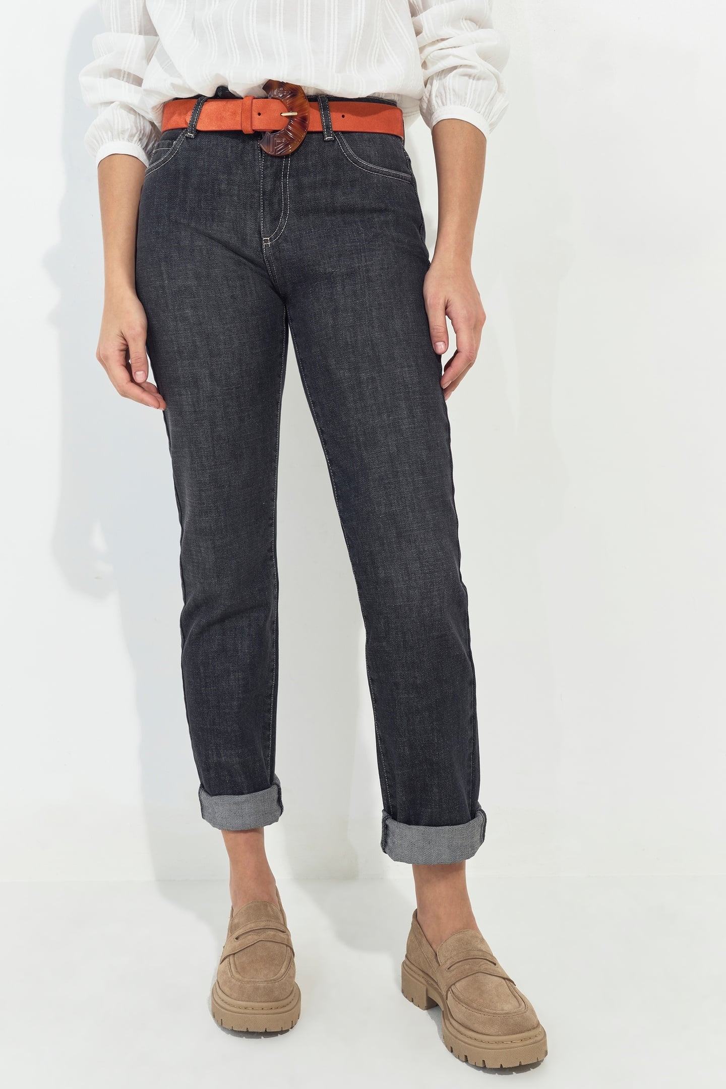 LE CARLA - WATERLESS GREY 7/8 STRAIGHT JEANS 1