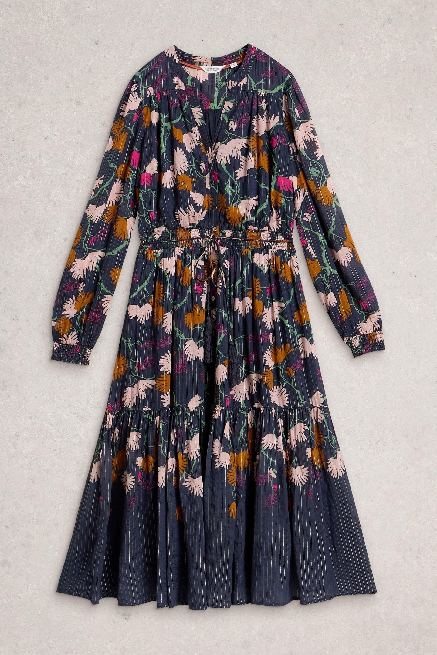 YUKI METALLIC MIDI DRESS NAVY MULTI 3