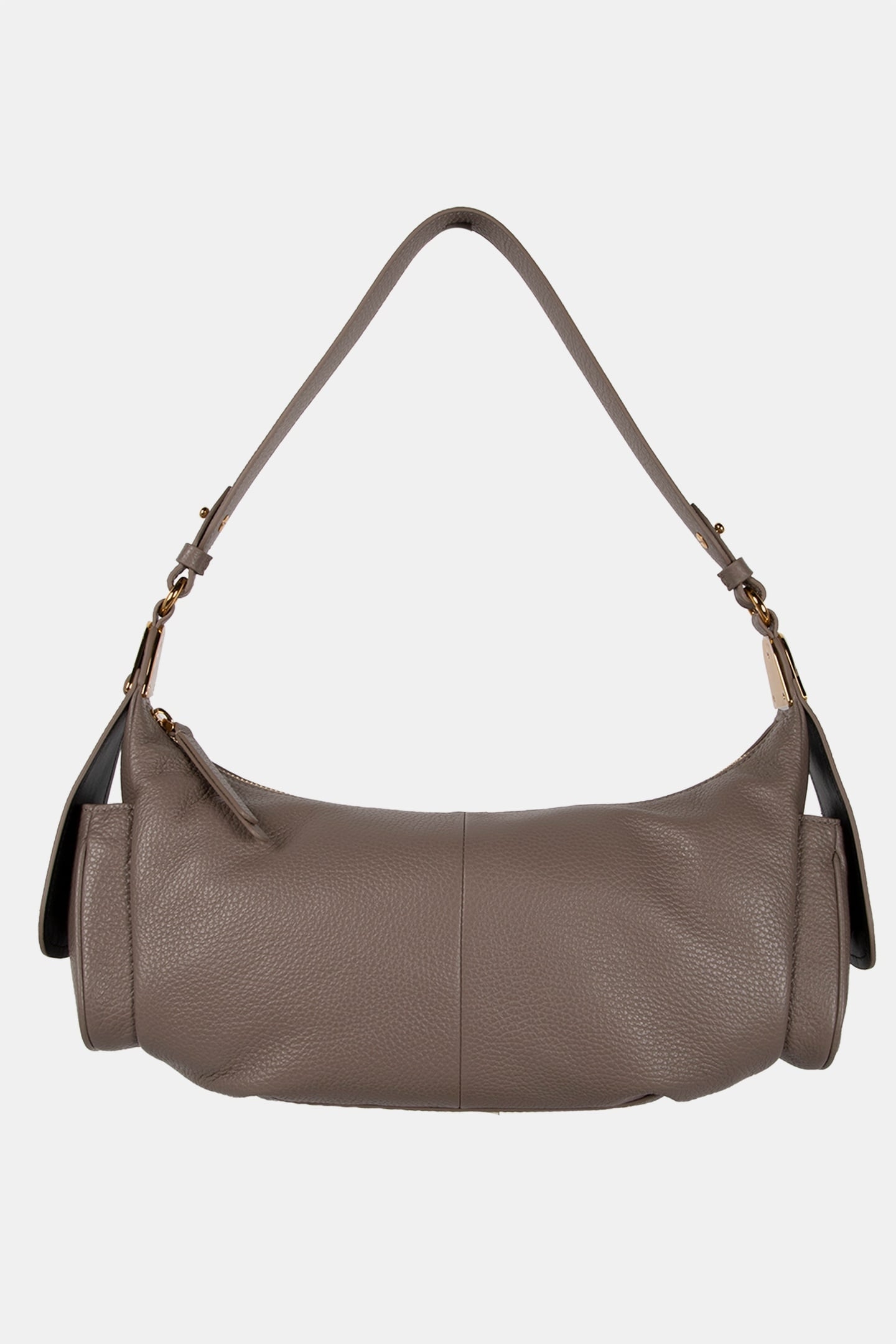 LEATHER SHOULDER BAG WITH POCKETS IN BEIGE 2