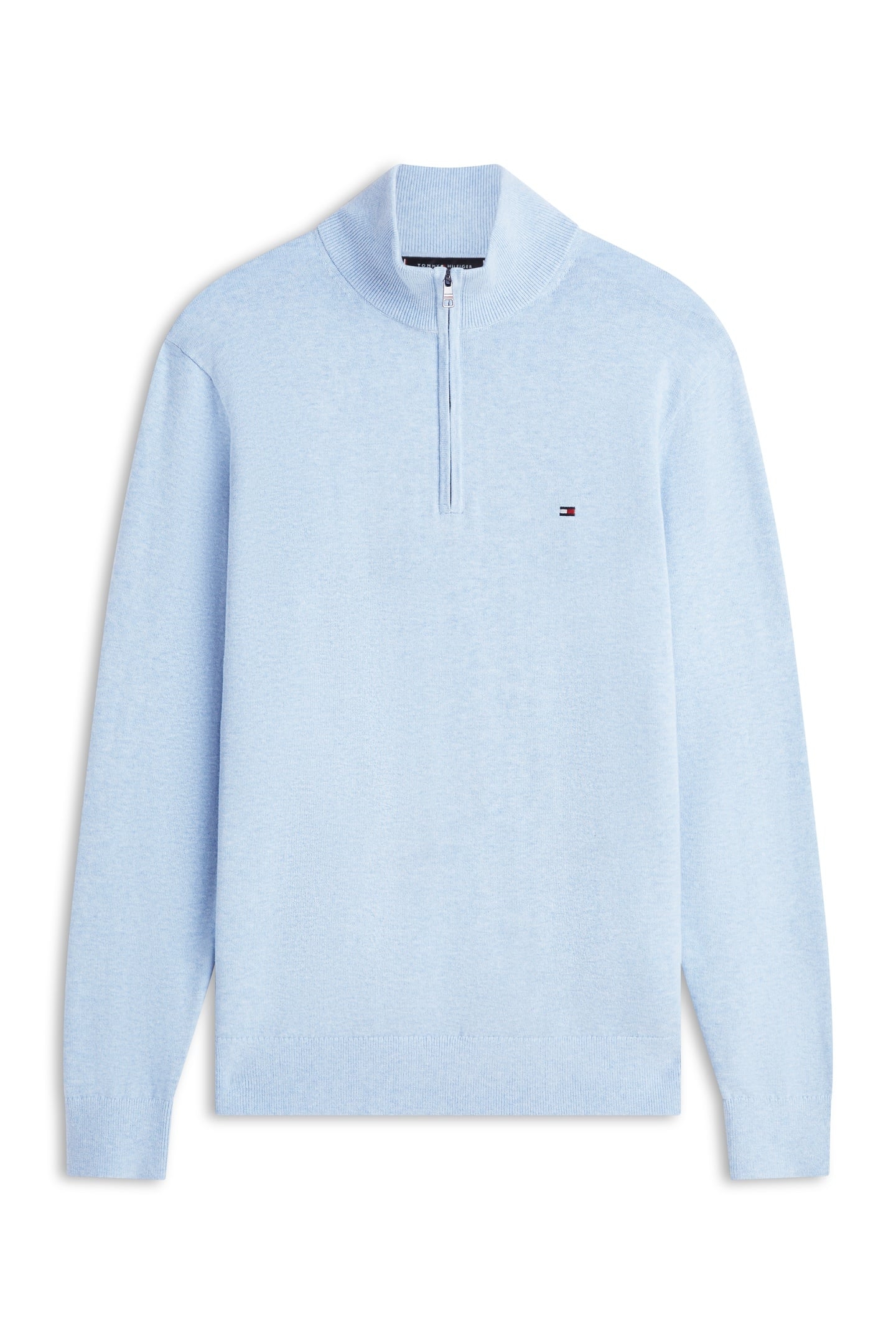 ESSENTIAL COTTON HALF ZIP VESSEL BLUE HEATHER 5