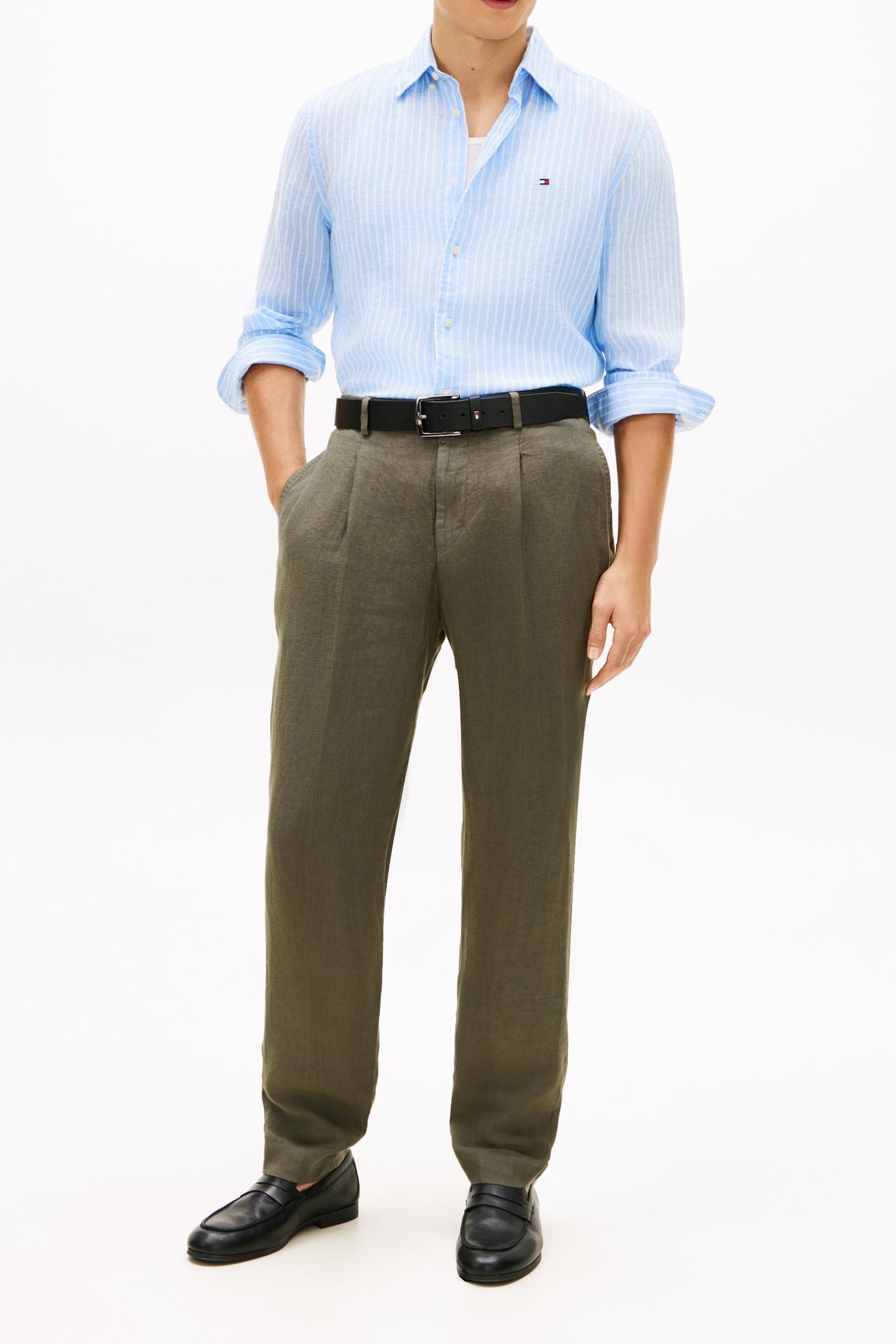 REGULAR FIT LINEN SHIRT CLOUDY BLUE/STRIPE 1