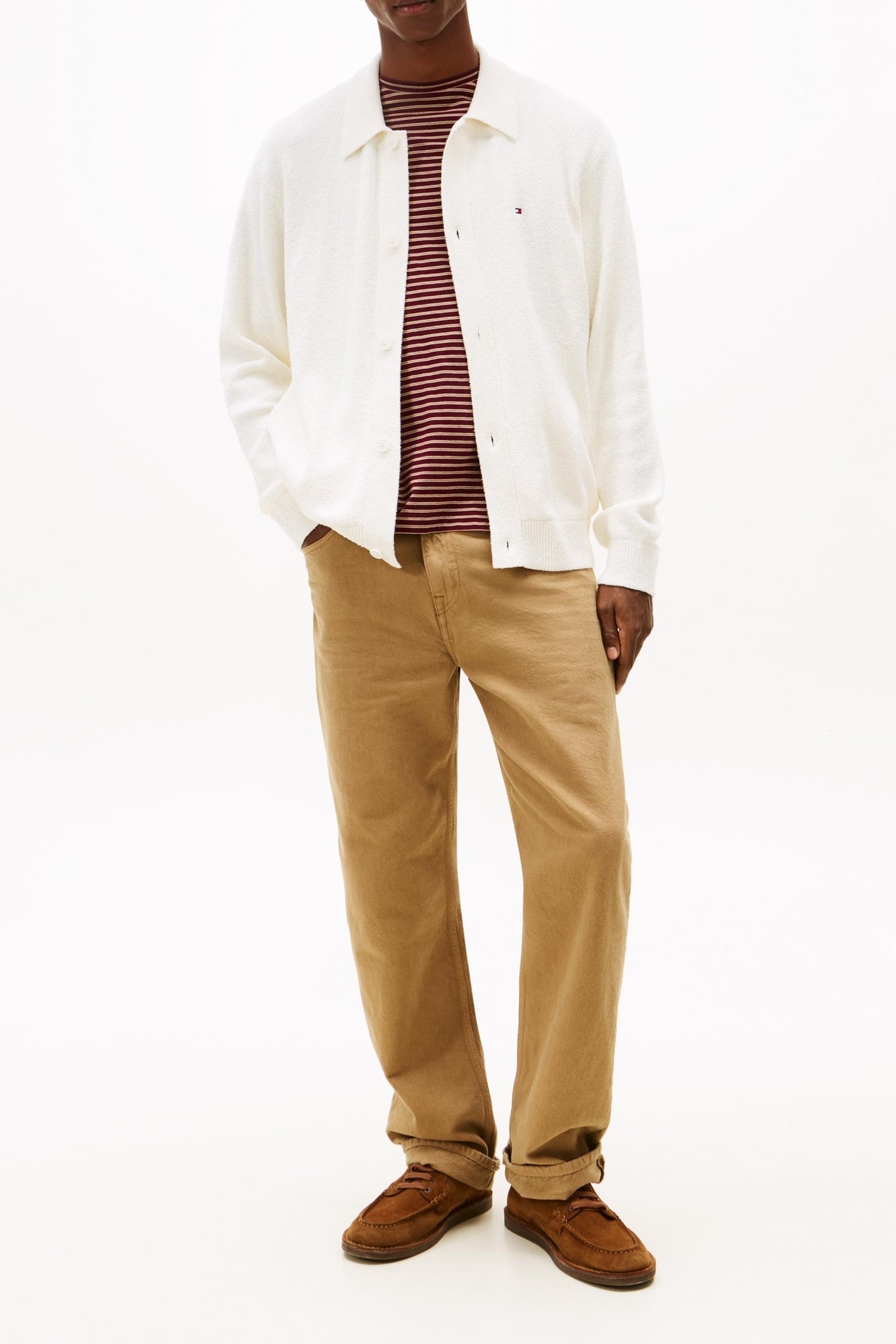 TEXTURED POLO CARDIGAN IVORY PETAL 3