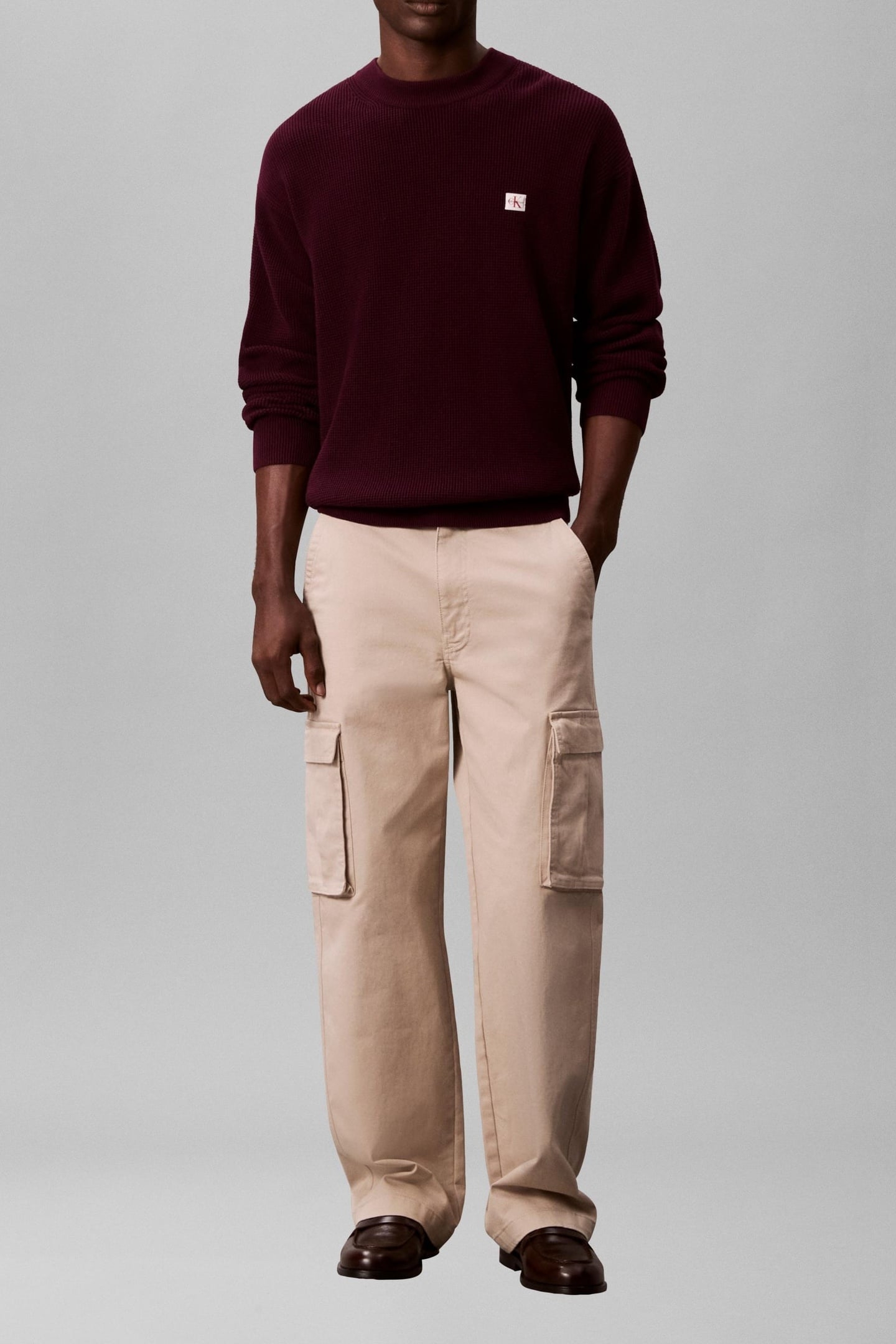 LS EZ COTTON WAFFLE SWEATER PASSION PLUM 1