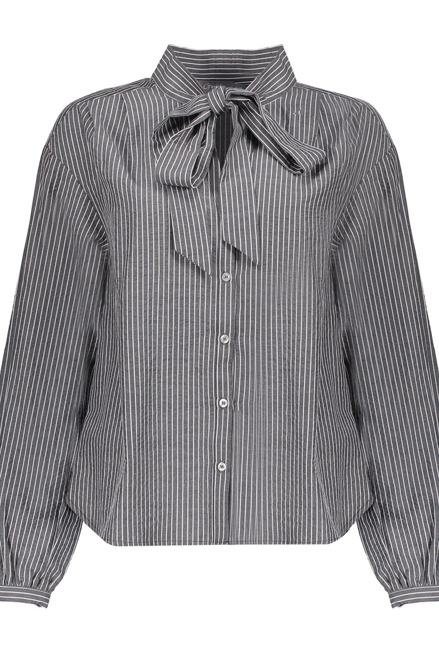 BLOUSE STRIPES WITH BOW GREY/WHITE 1