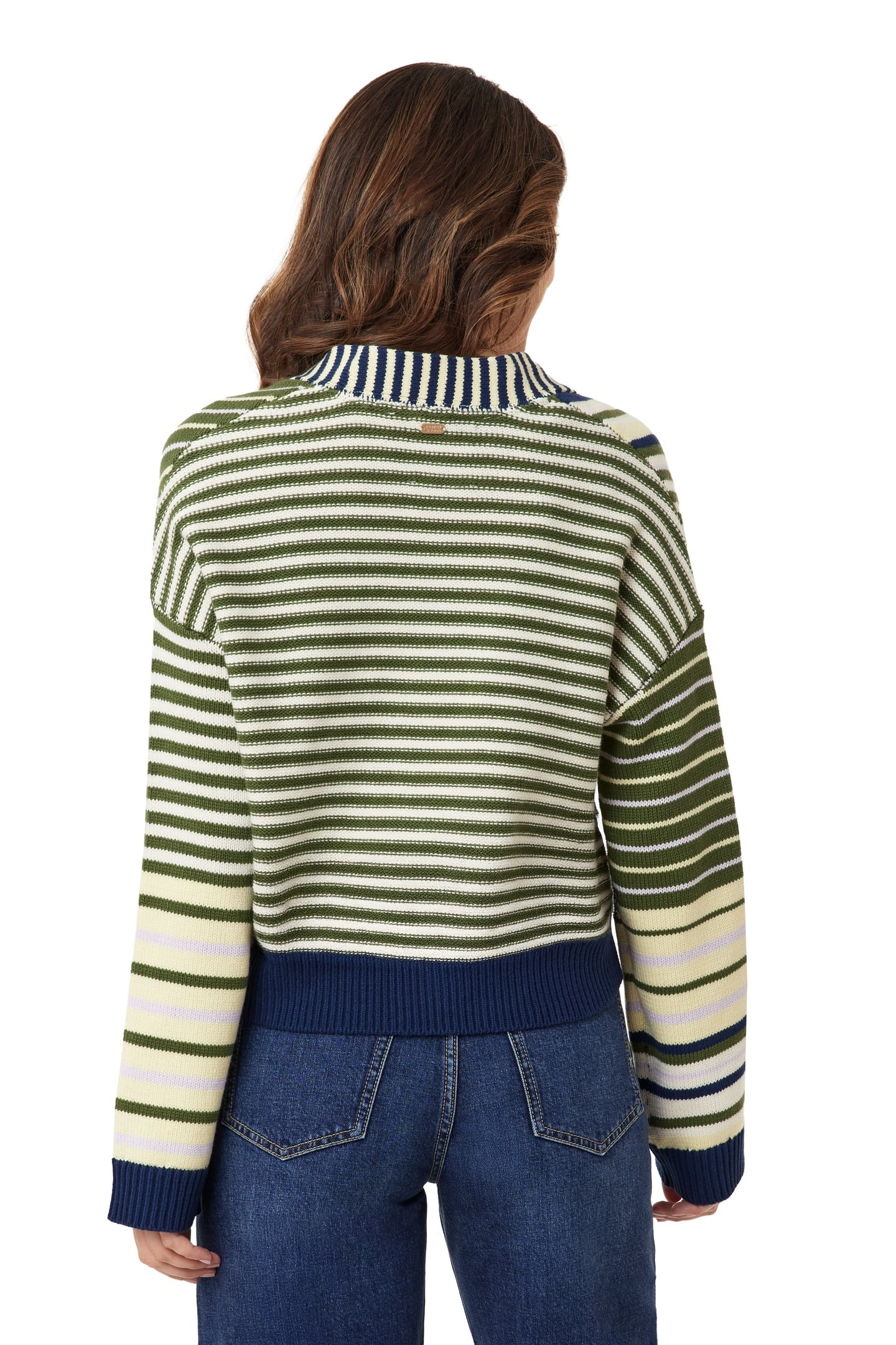 V NECK CARDIGAN GARDEN GREEN MIX 4