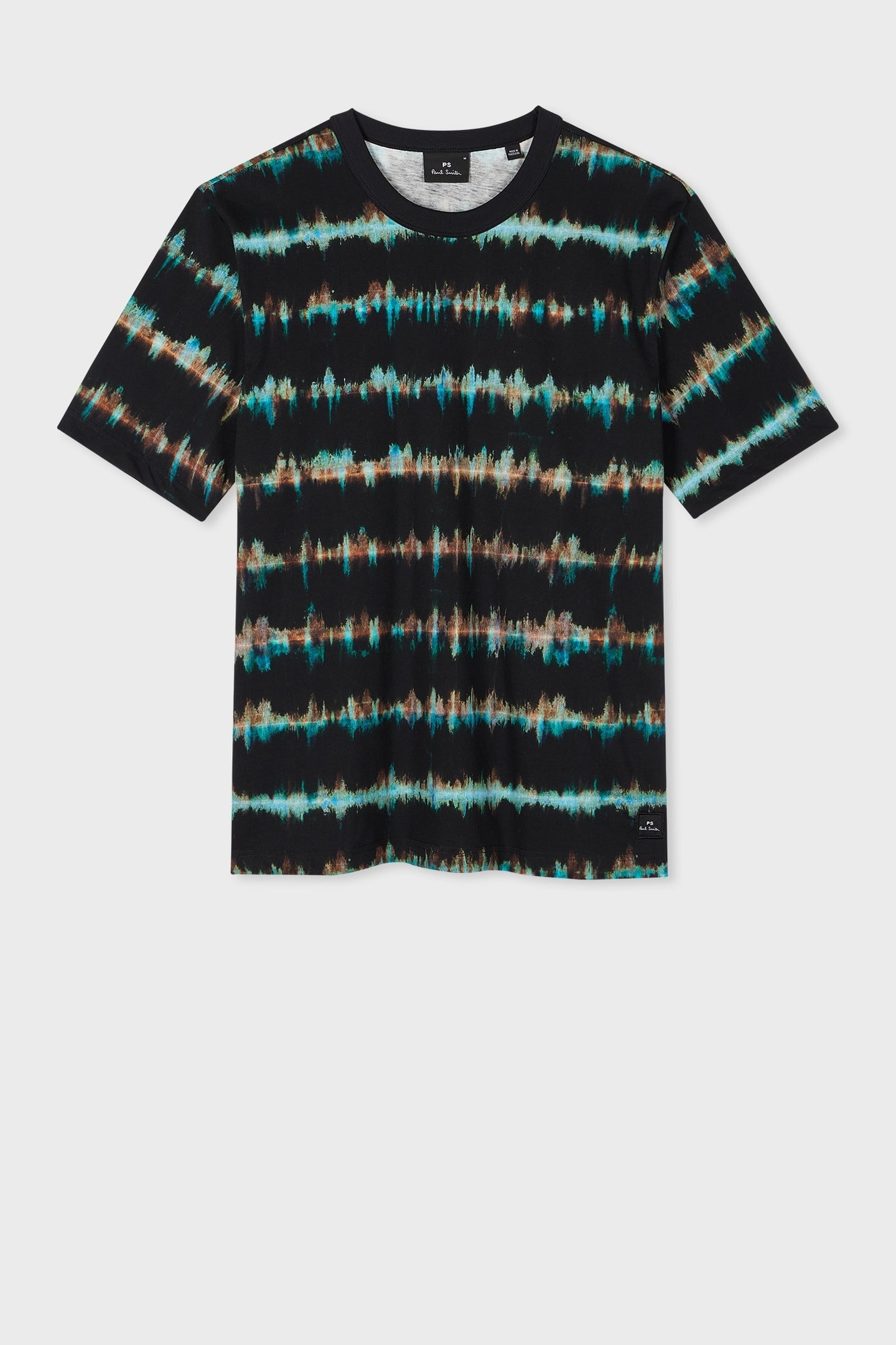 REG FIT SS T SHIRT SHIBORI STRIPE BLACK 1