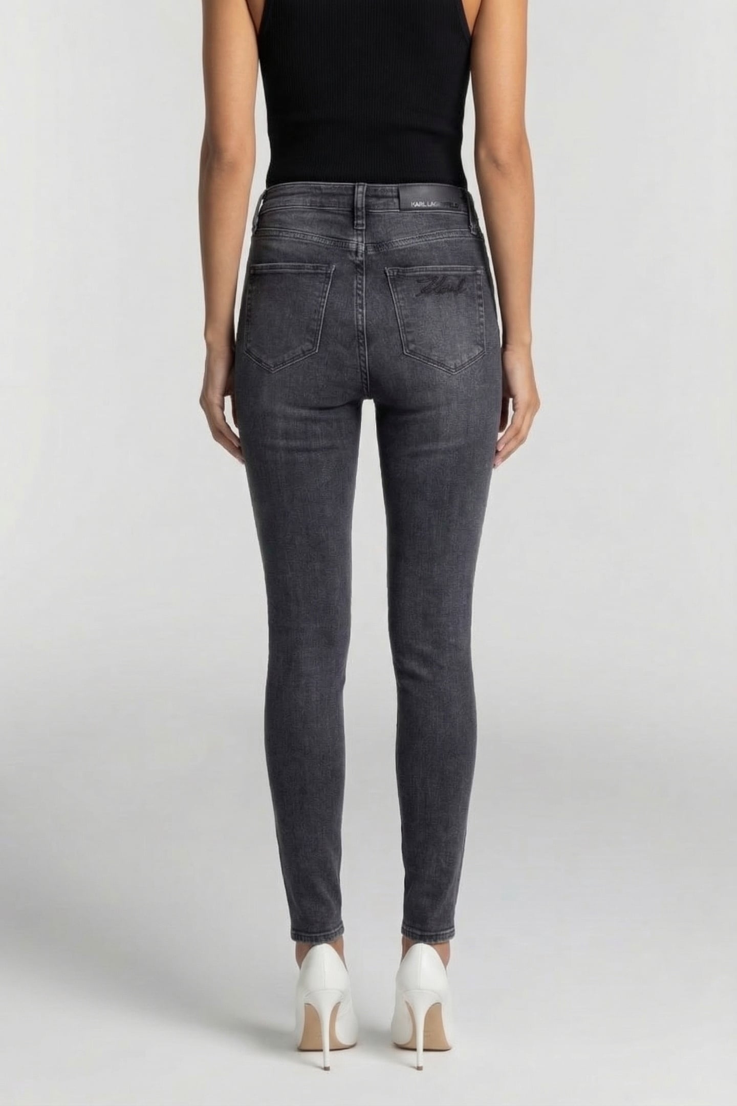 DARK GREY DENIM SKINNY DENIM PANTS 2