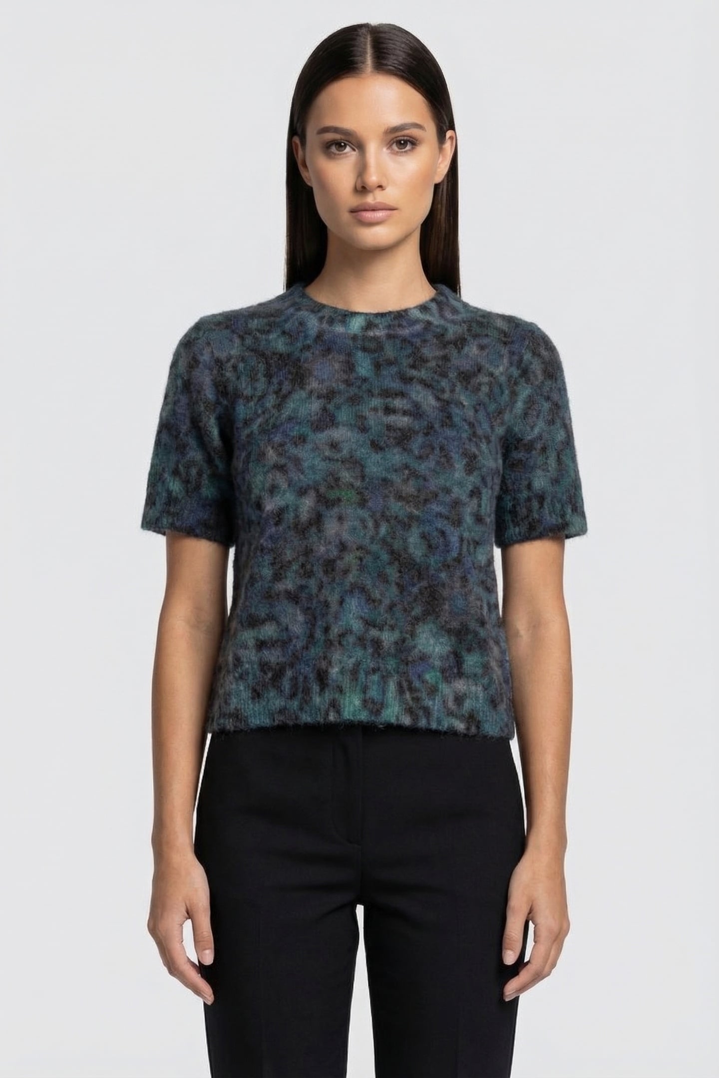 KNITTED SS TOP PETROL GREEN 1