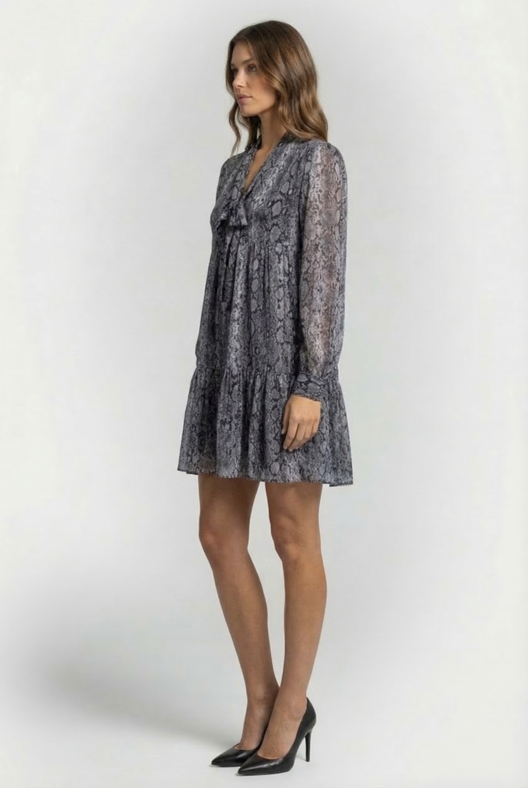 ADDER BOW DETAIL DRESS IN LUREX 3