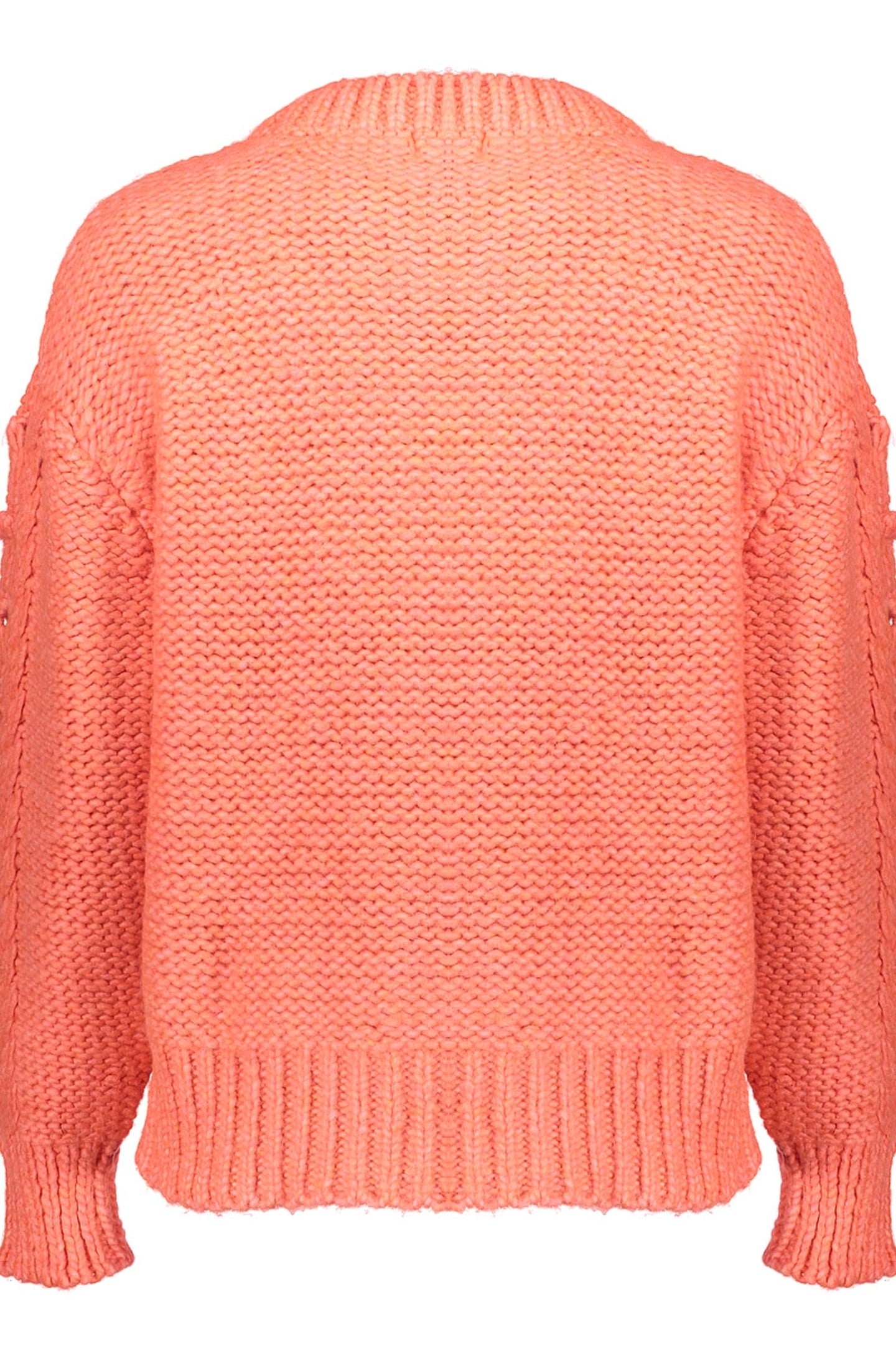 PULLOVER CHUNKY CABLE KNIT CORAL 2