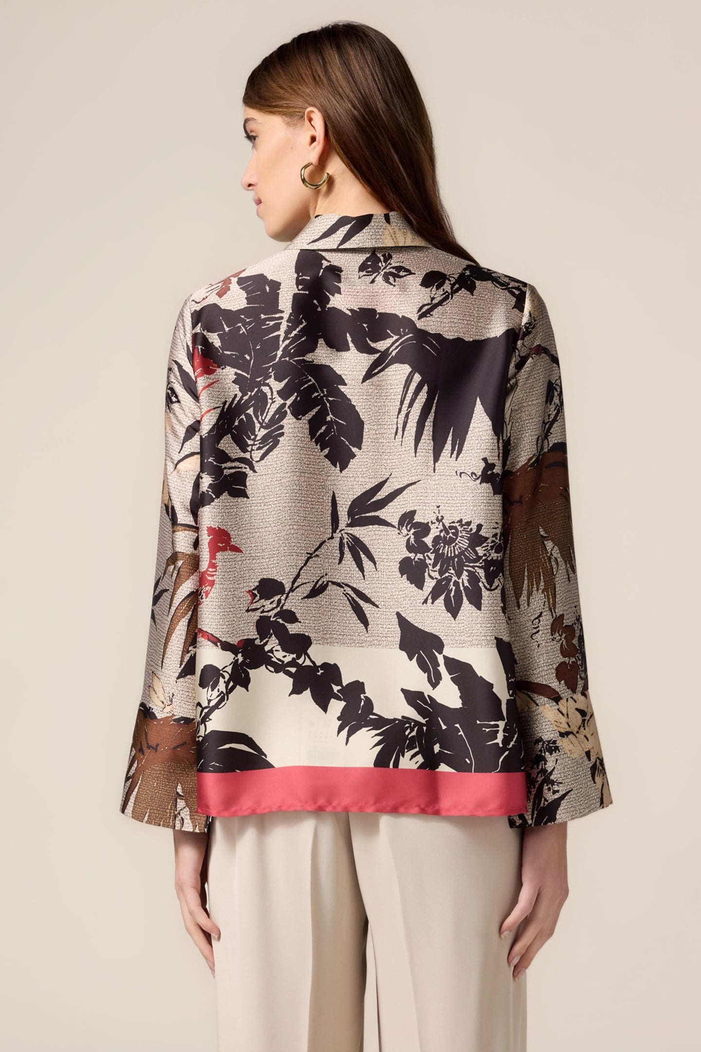 PATTERNED SATIN SHIRT BEIGE 2