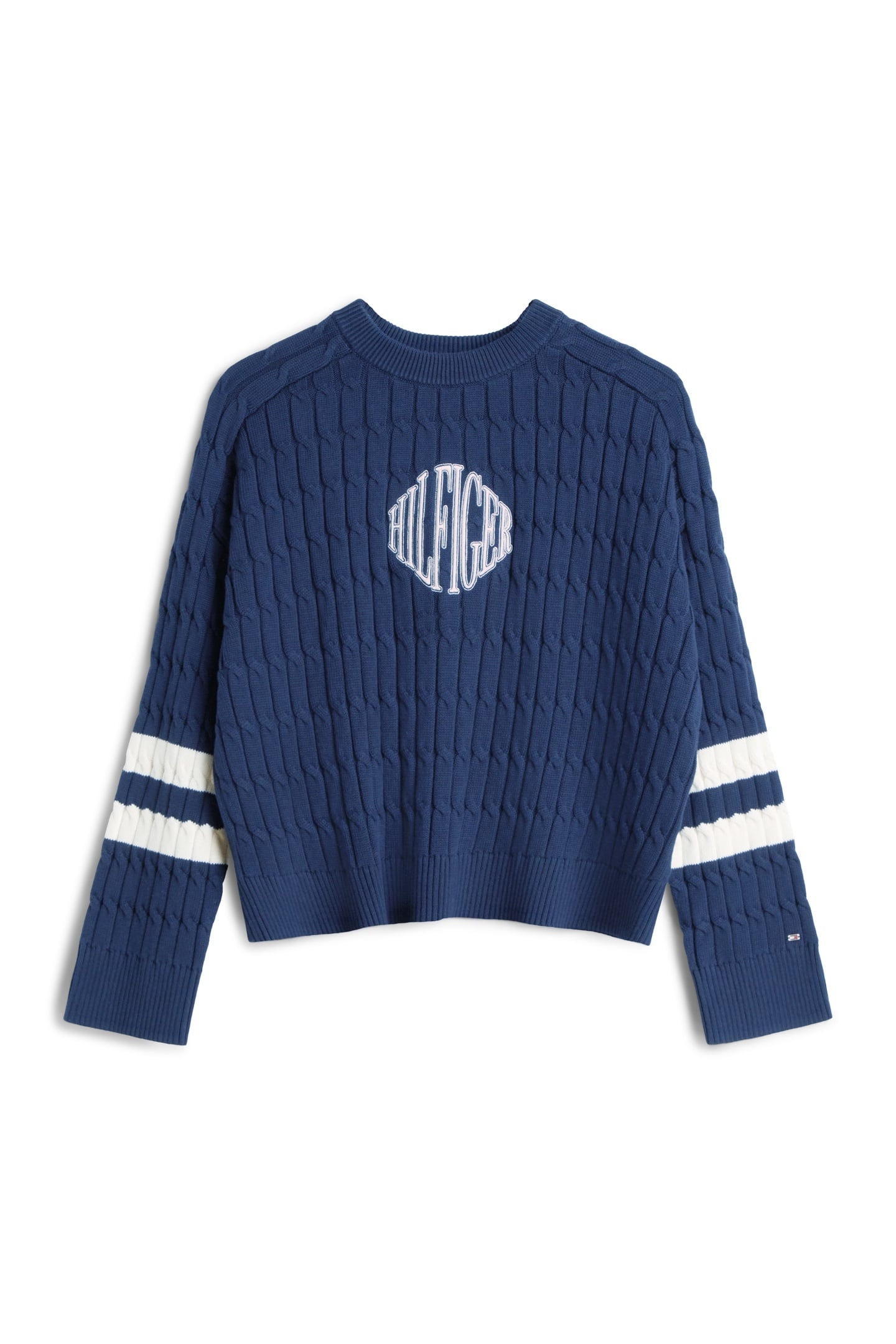 LOGO EMBROIDERY RELAXED CABLE KNIT JUMPER DARK NIGHT NAVY 2
