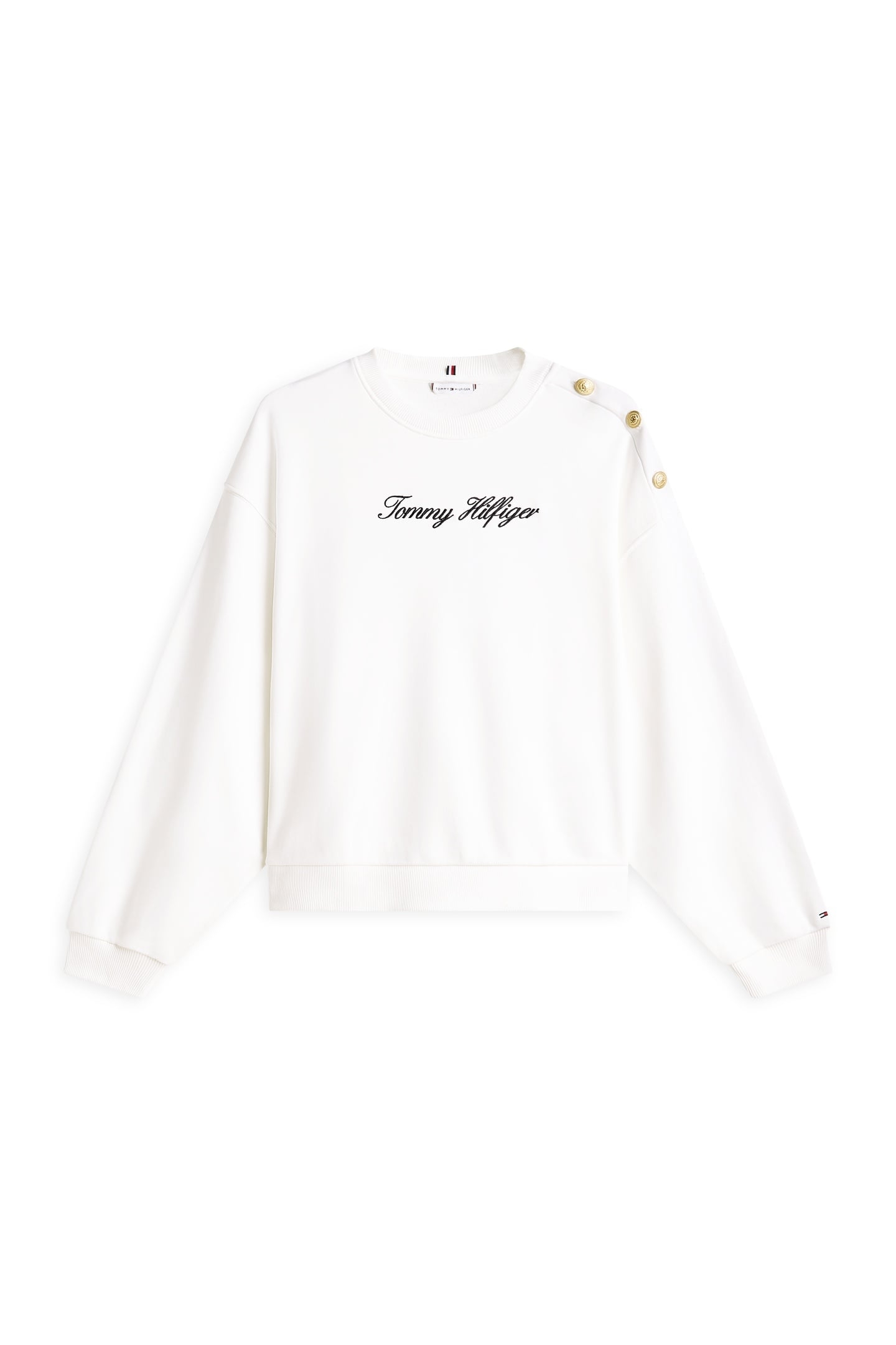 GOLD BUTTON SCRIPT TERRY PULLOVER SWEATSHIRT ECRU 5
