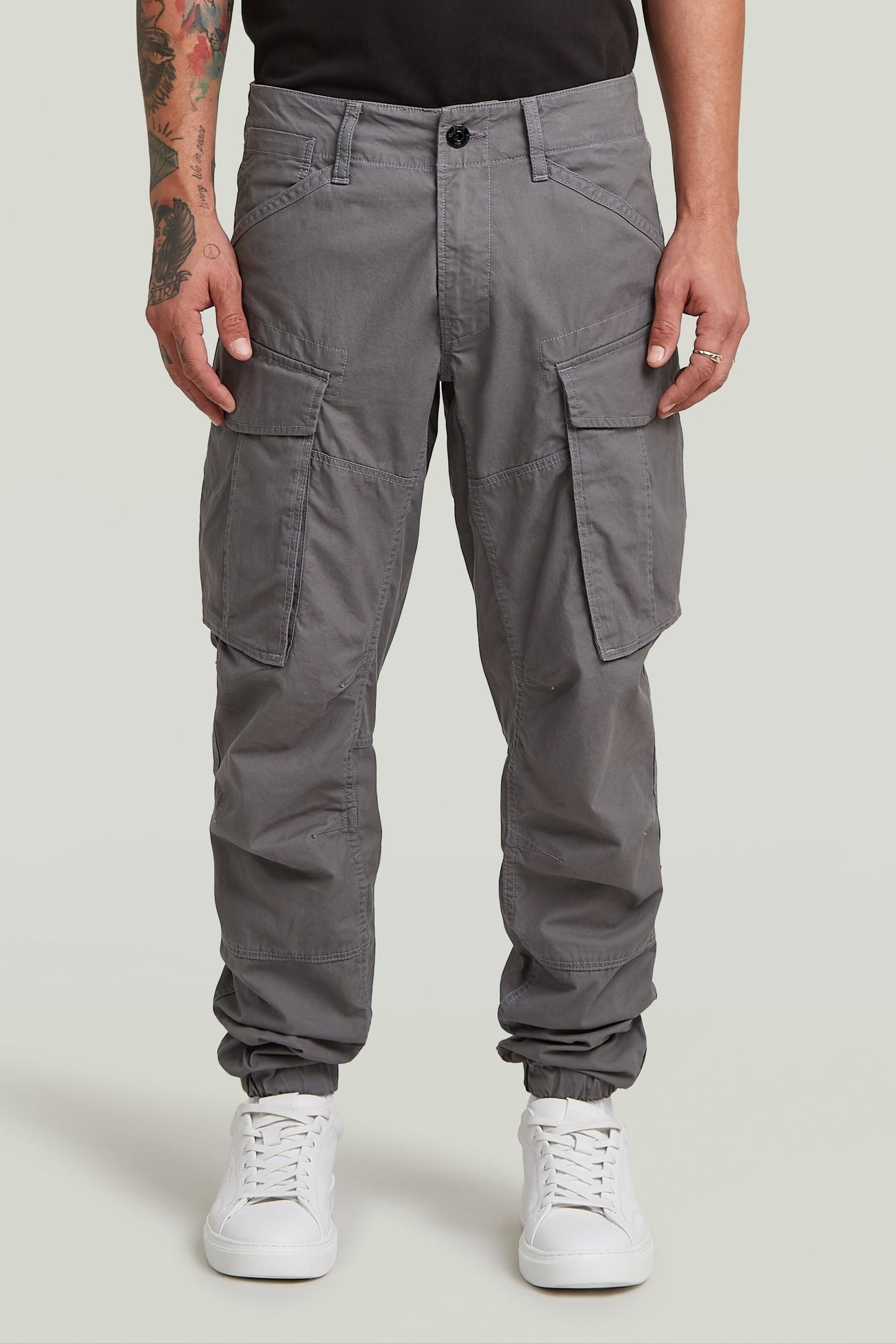 CARGO 3D REGULAR TAPERED CUFFED PANTS GRANITE 2