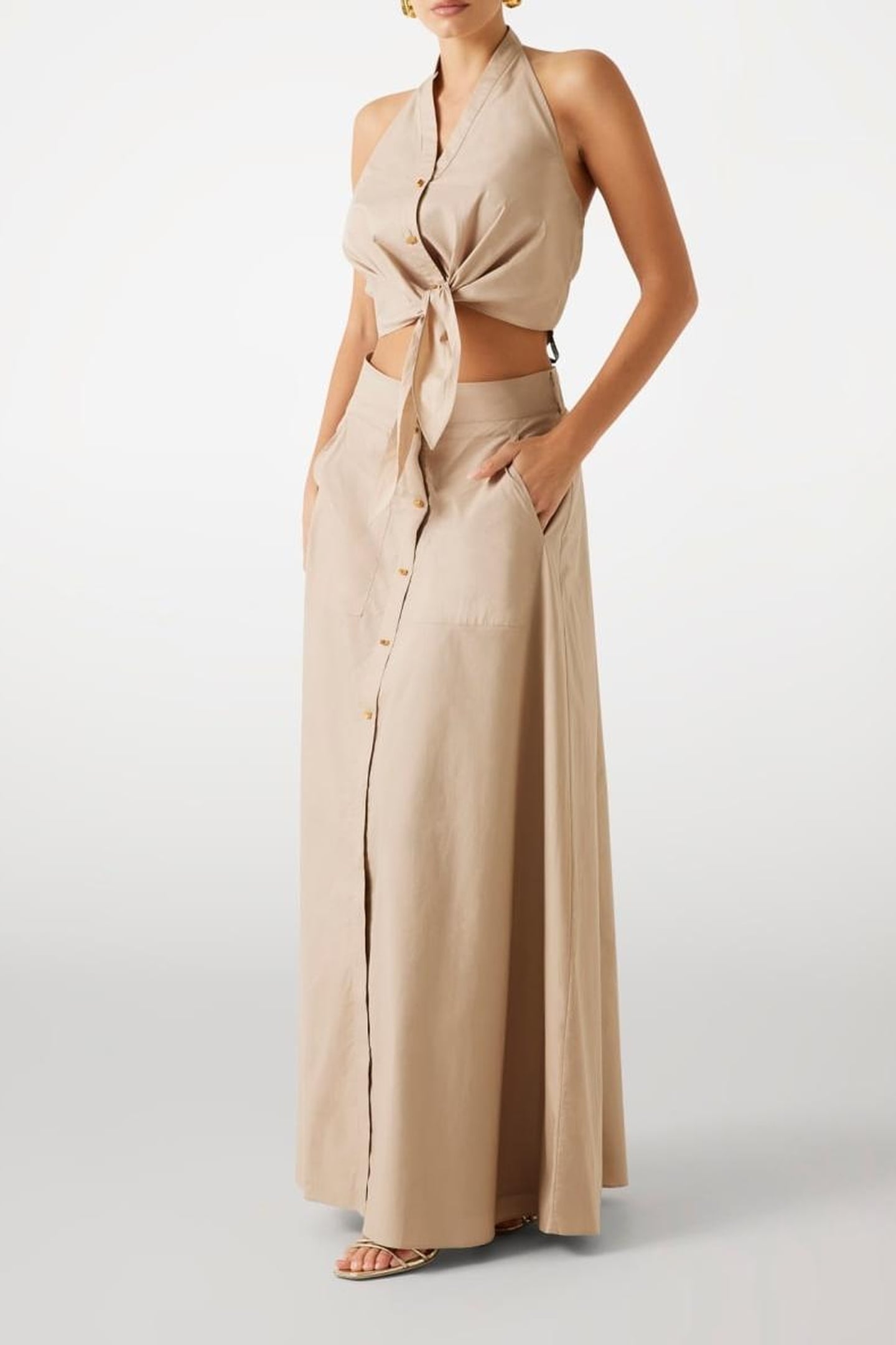 MARCIANO BY GUESS PAT LONG SKIRT NATURAL ALMOND 1