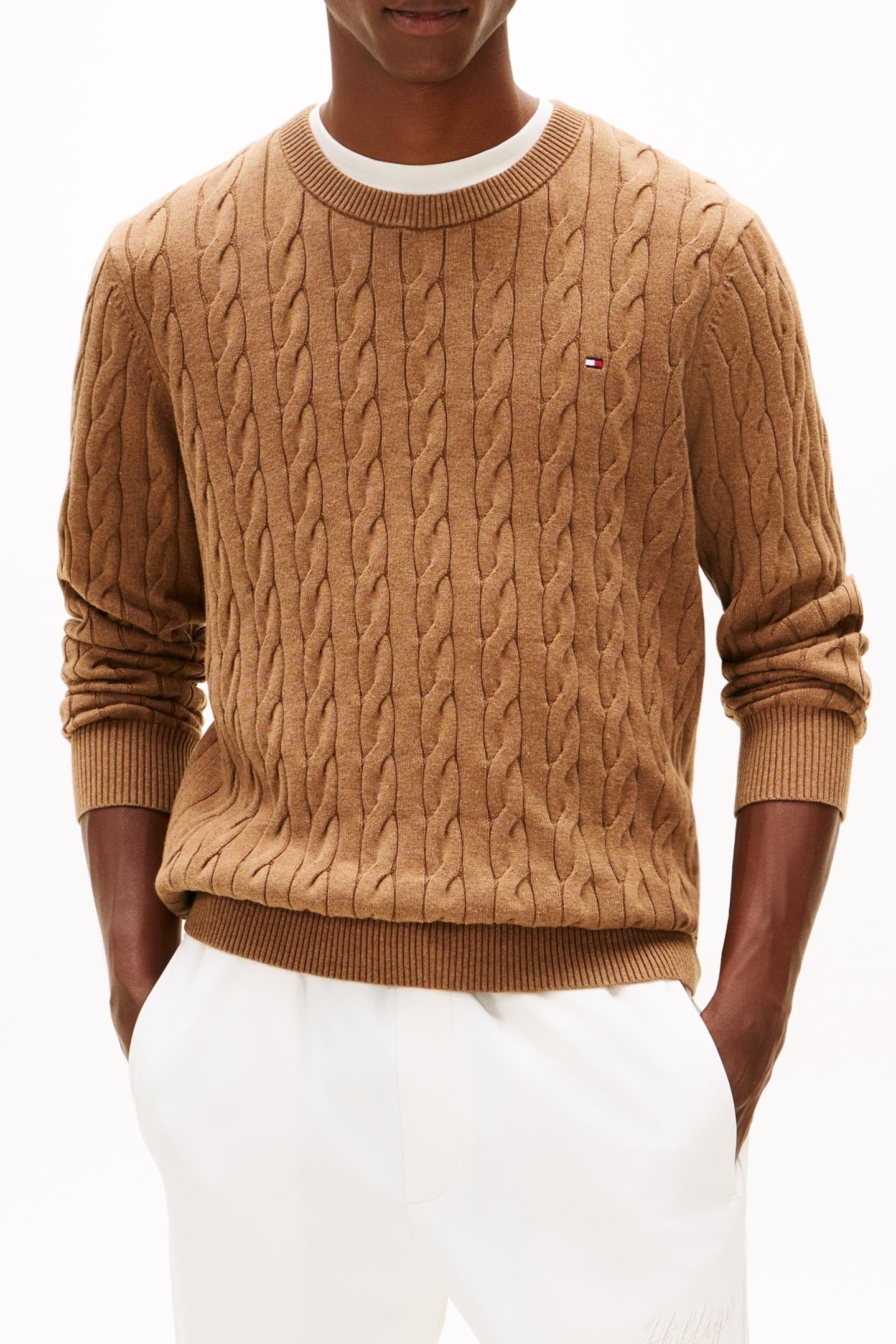 CLASSIC COTTON CABLE HIGHLAND KHAKI HEATHER 1