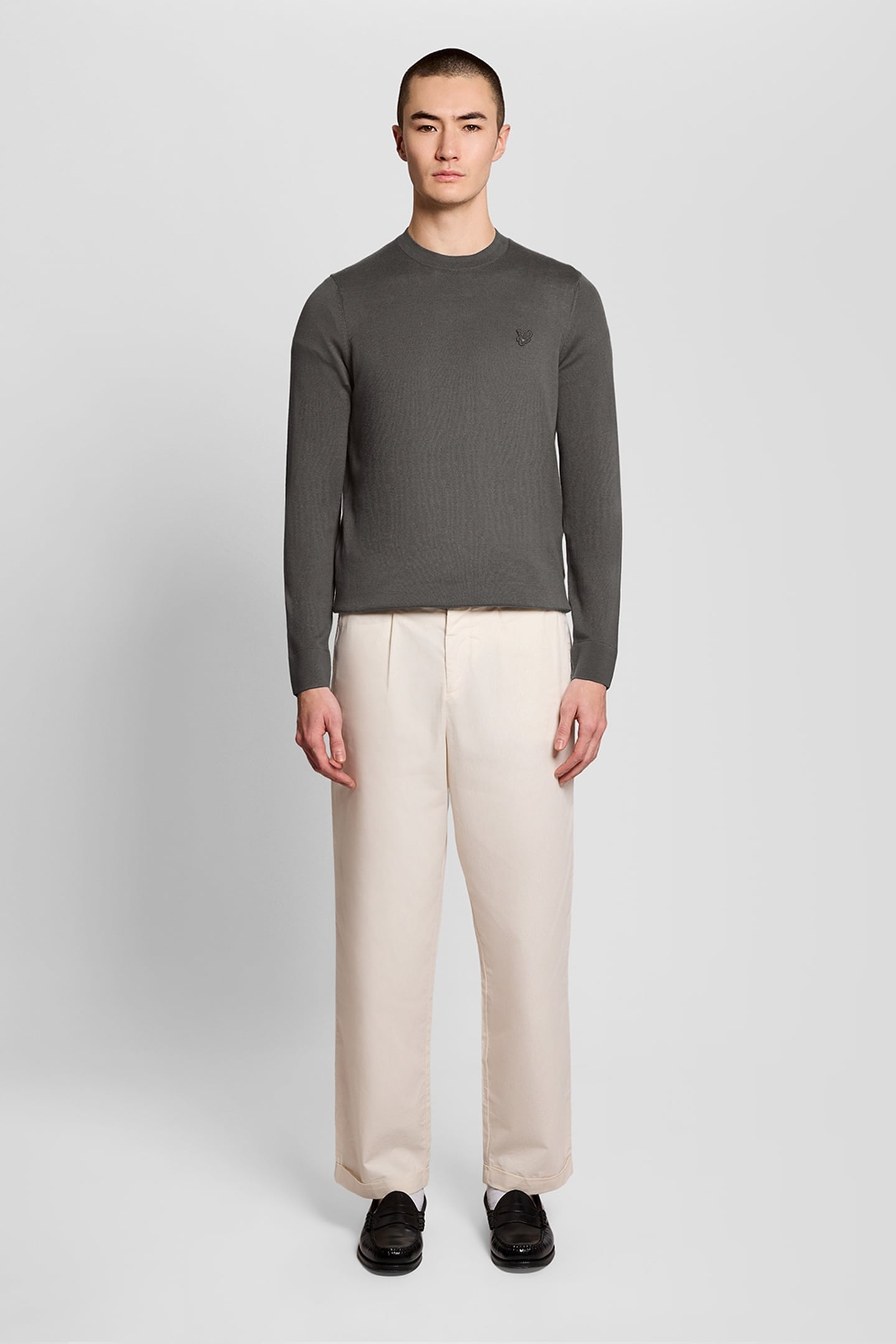 TONAL SUPERFINE CREW NECK JUMPER IRON GATE 1