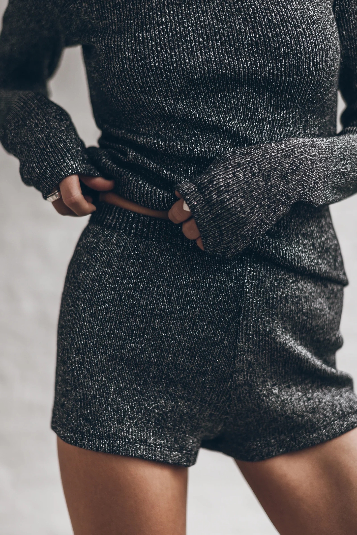 THE DARK GLITTER RIBBED SHORTS 3