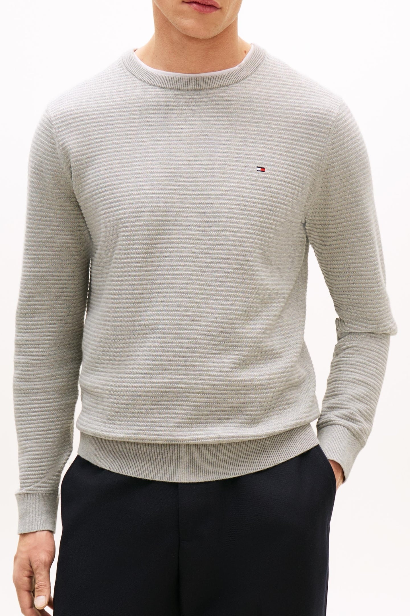 SEASONAL STRUCTURE CREWNECK LIGHT GREY HEATHER 1