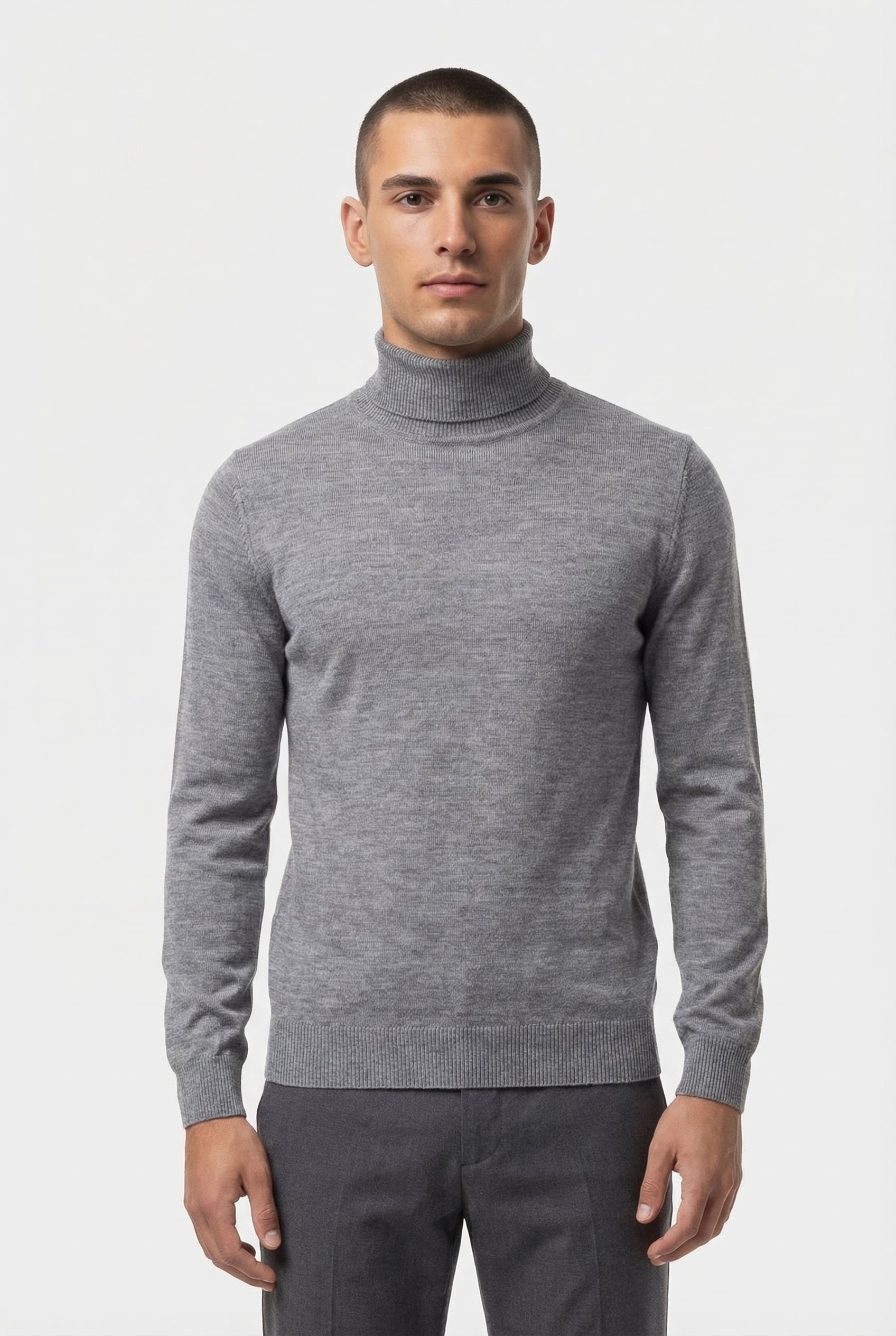ROLLNECK LONG SLEEVE KNITS GREY HEATHER MELANGE 1