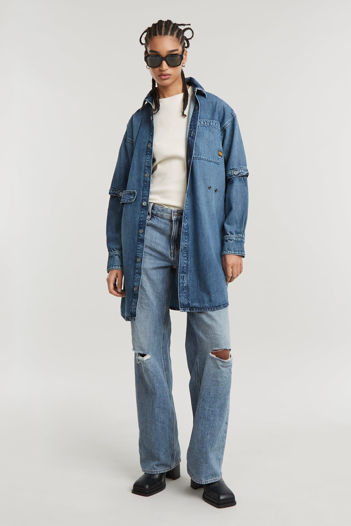 JUDEE LOOSE JEANS ANTIQUE FADED RIPPED FJORD 1