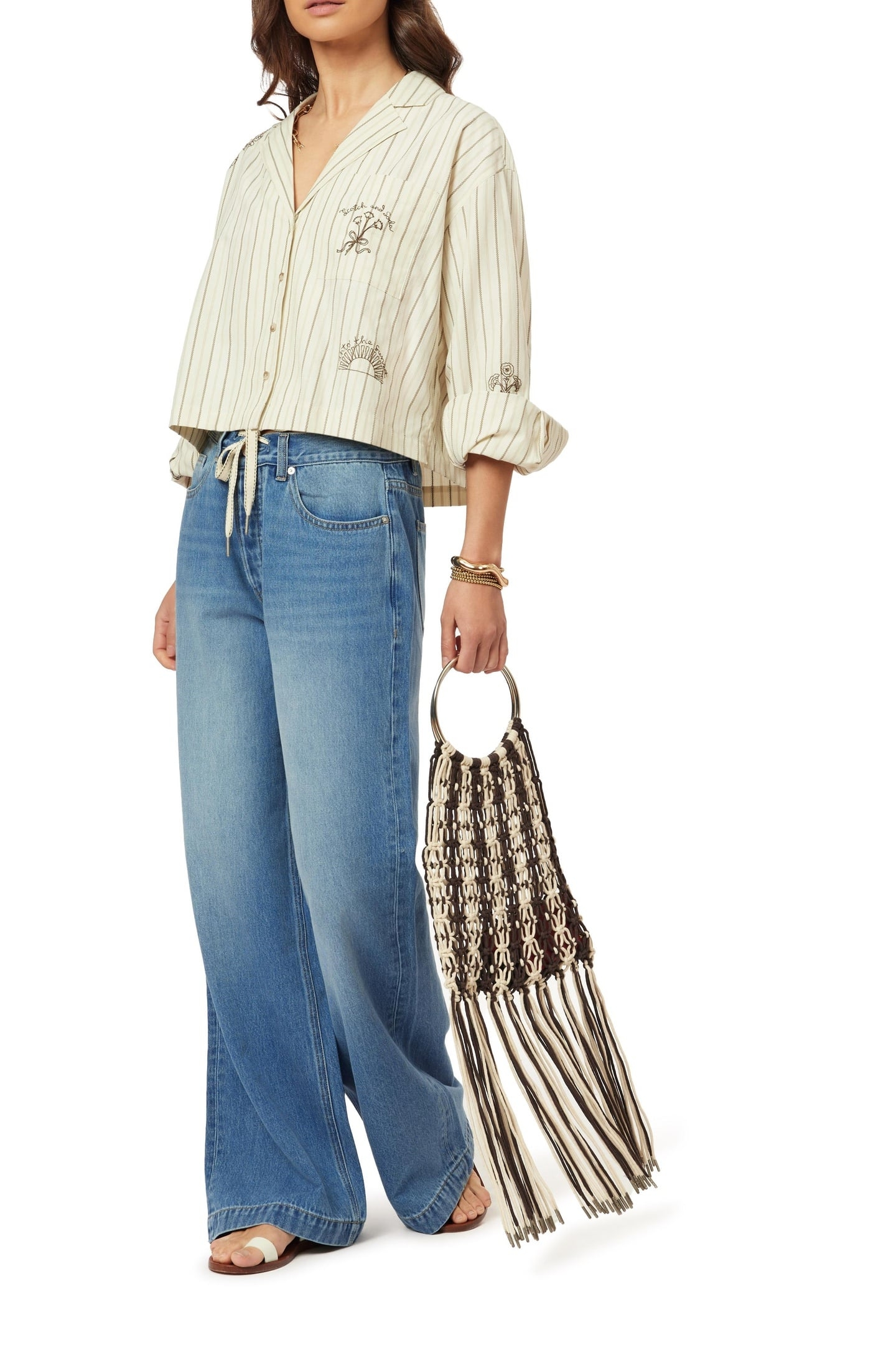 EMBROIDERED NOTCH LAPEL SHIRT HOT FUDGE STRIPE 5