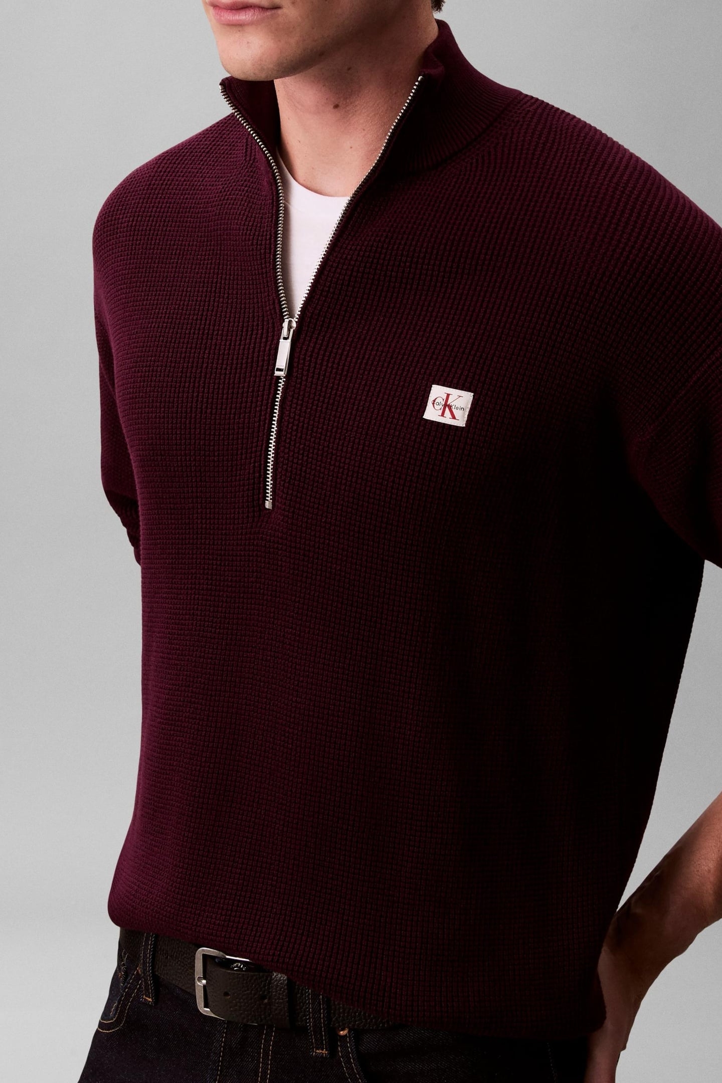 LS EZ COTTON WAFFLE SWEATER PASSION PLUM 1