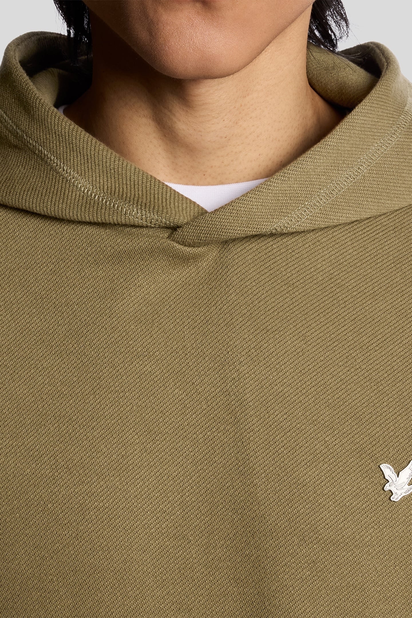 DIAGONAL WEAVE HOODIE DUSKY GREEN 6