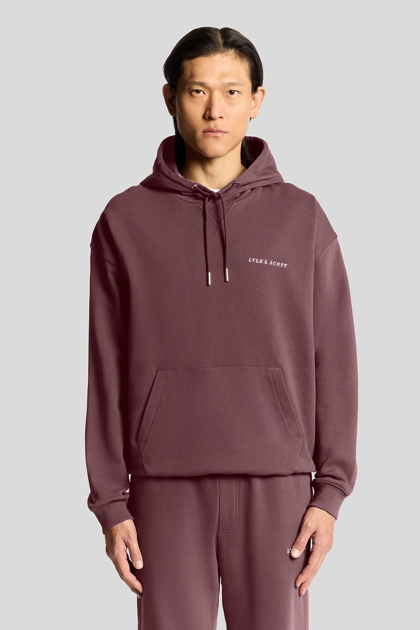 SCRIPT BRUSHBACK PULLOVER HOODIE DUSKY MAROON 2