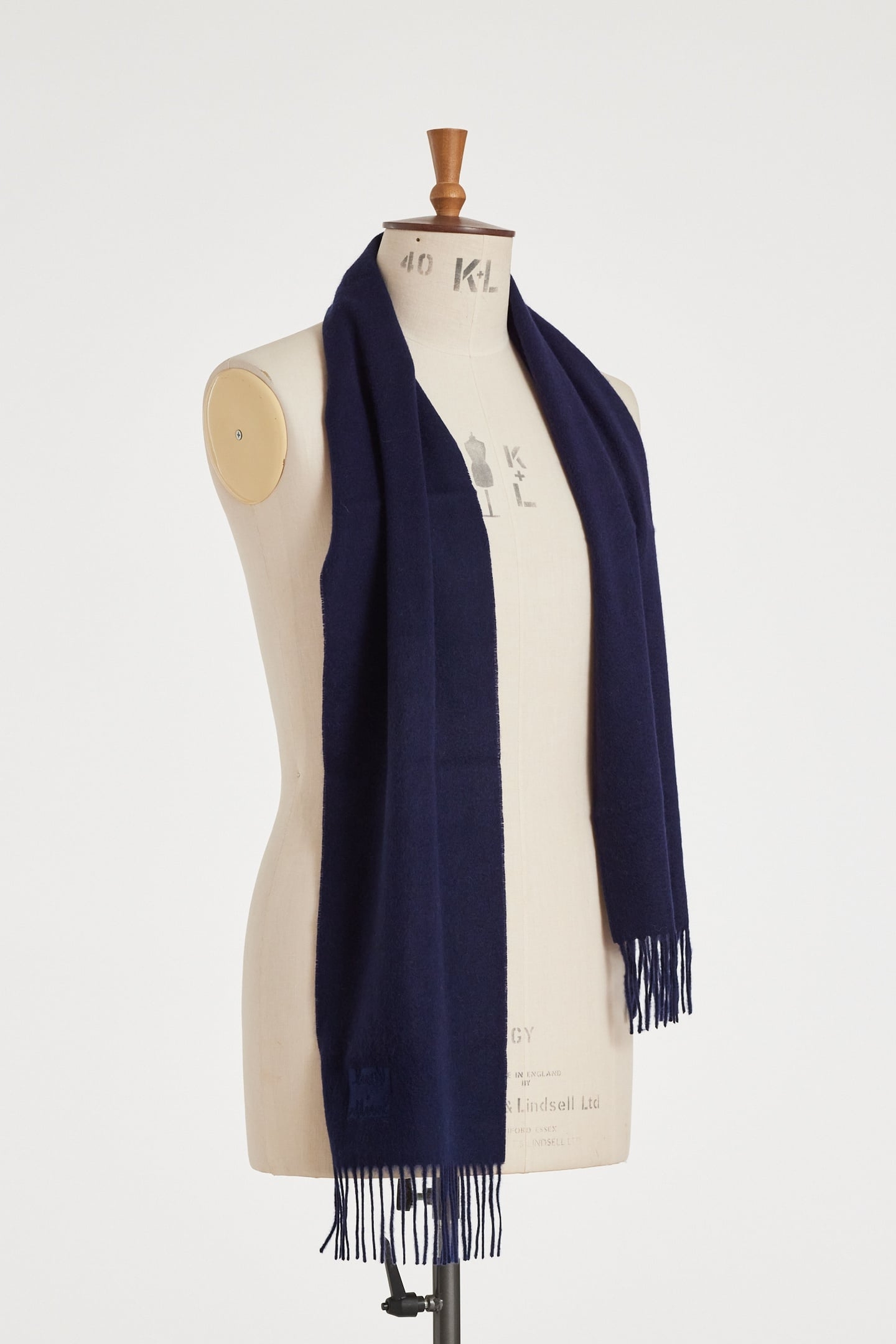 SCARF CASHMERE LOGO NAVY 2