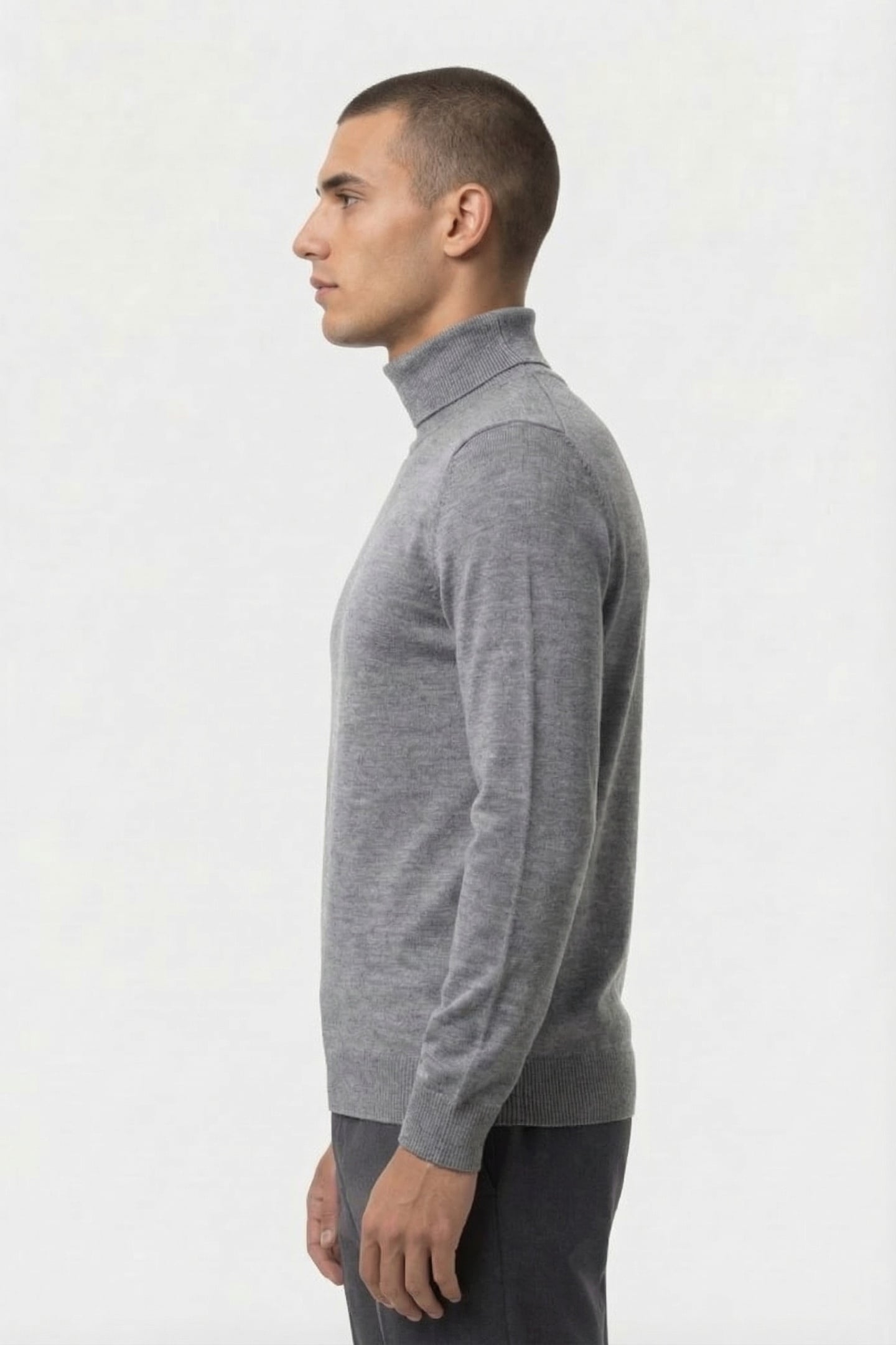 ROLLNECK LONG SLEEVE KNITS GREY HEATHER MELANGE 3