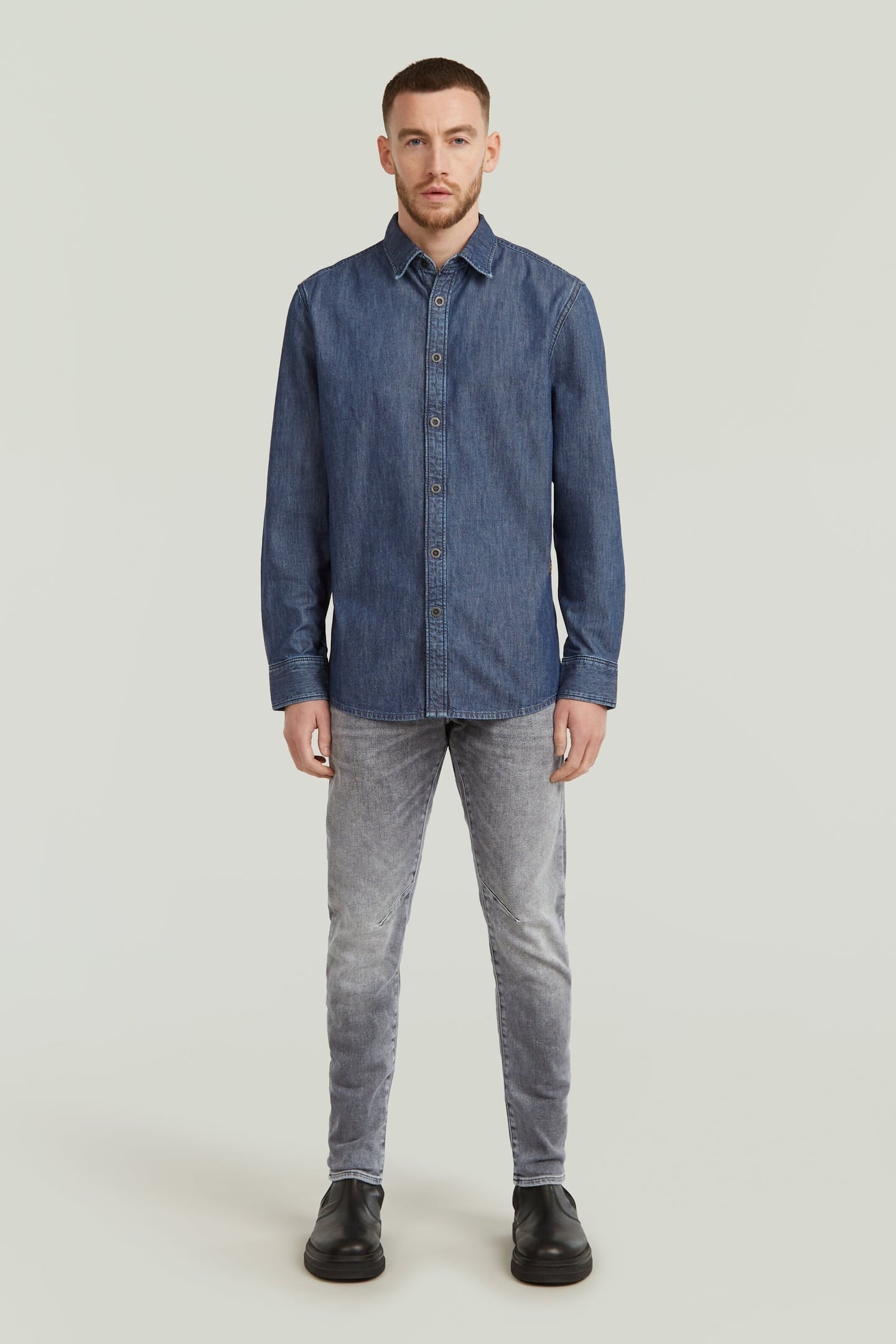 CLEAN SLIM SHIRT L\S WORN IN SEA STONE 1
