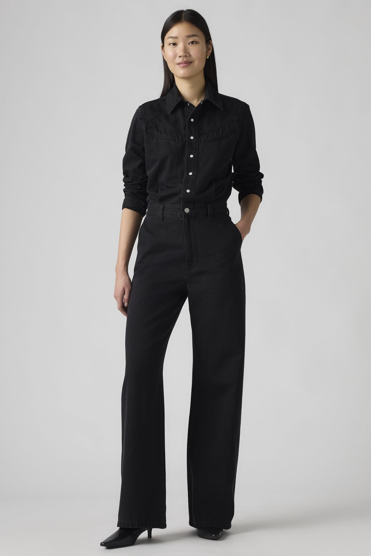 RINOA WIDE LEG LIGHTWEIGHT JUMPSUIT BLACK 2