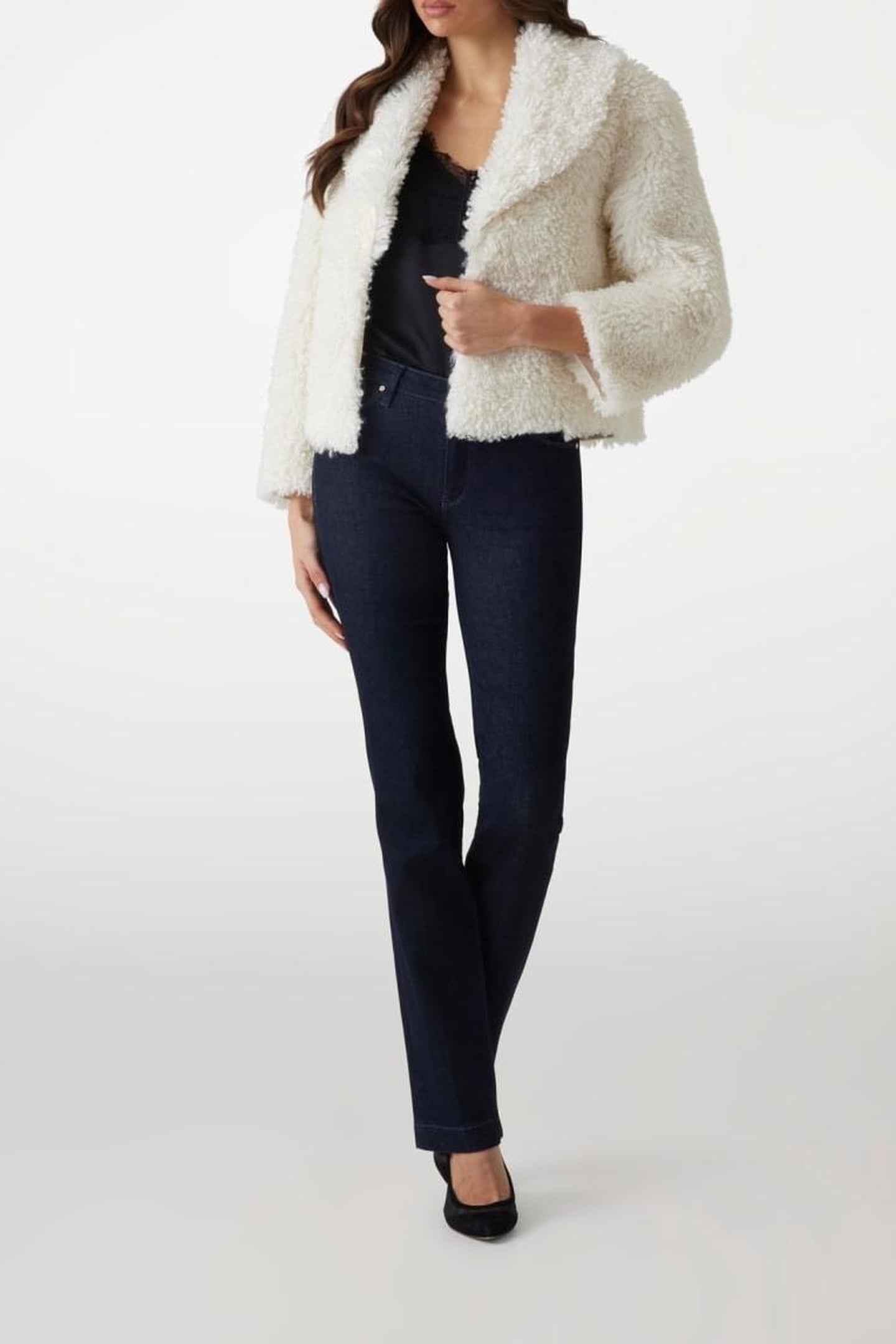 MARCIANO BY GUESS MARGOT SHORT FAUX FUR MACADAMIA 1
